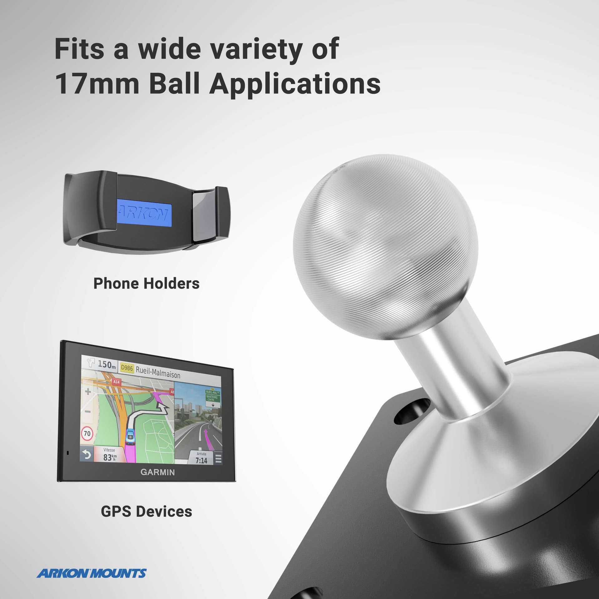 Arkon Metal 4-Hole AMPS Mounting Base with 17mm Ball - Image 3