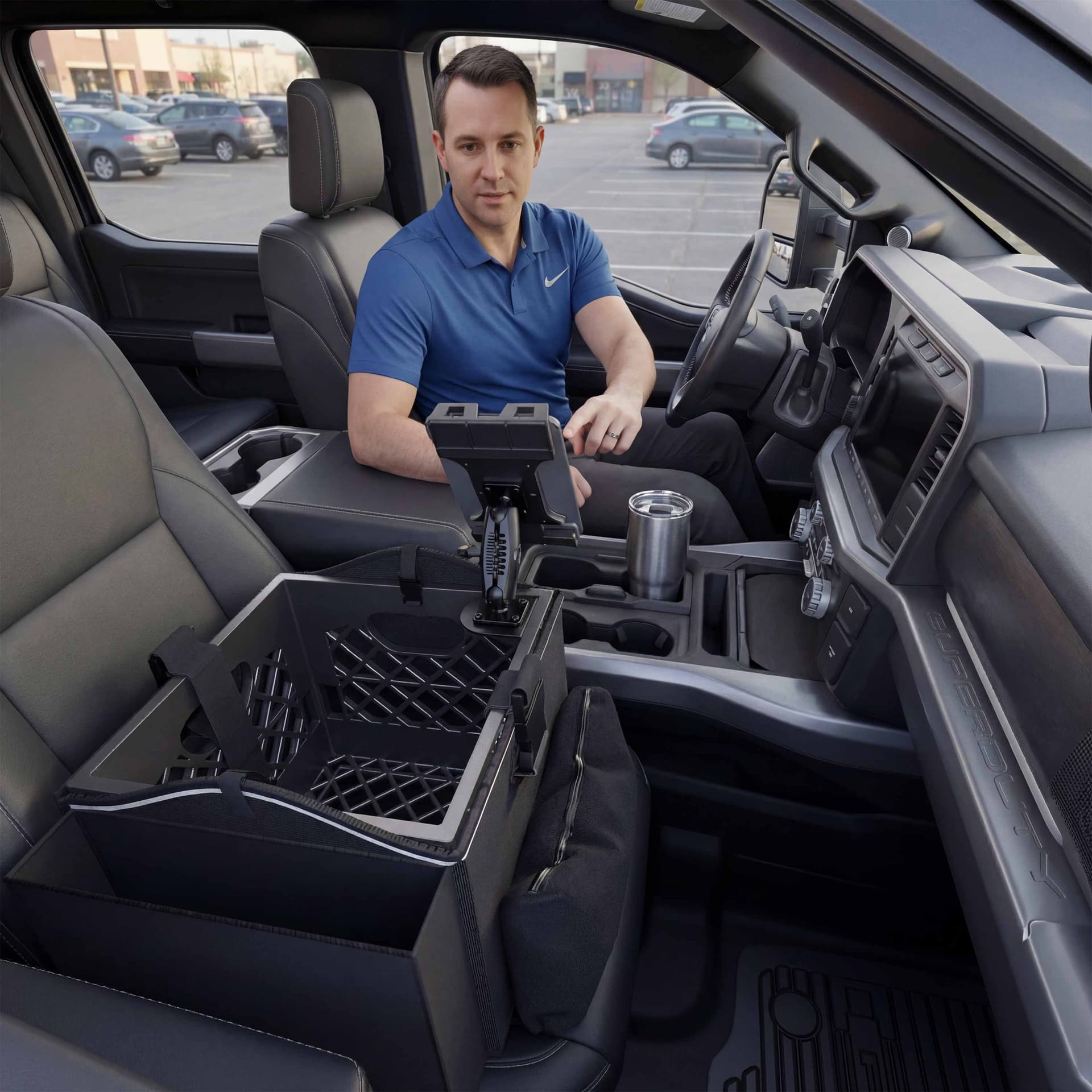 Arkon Portable Crate Workstation with Apron Organizer – Choose Your Mounting Setup - Phone Mount + Base