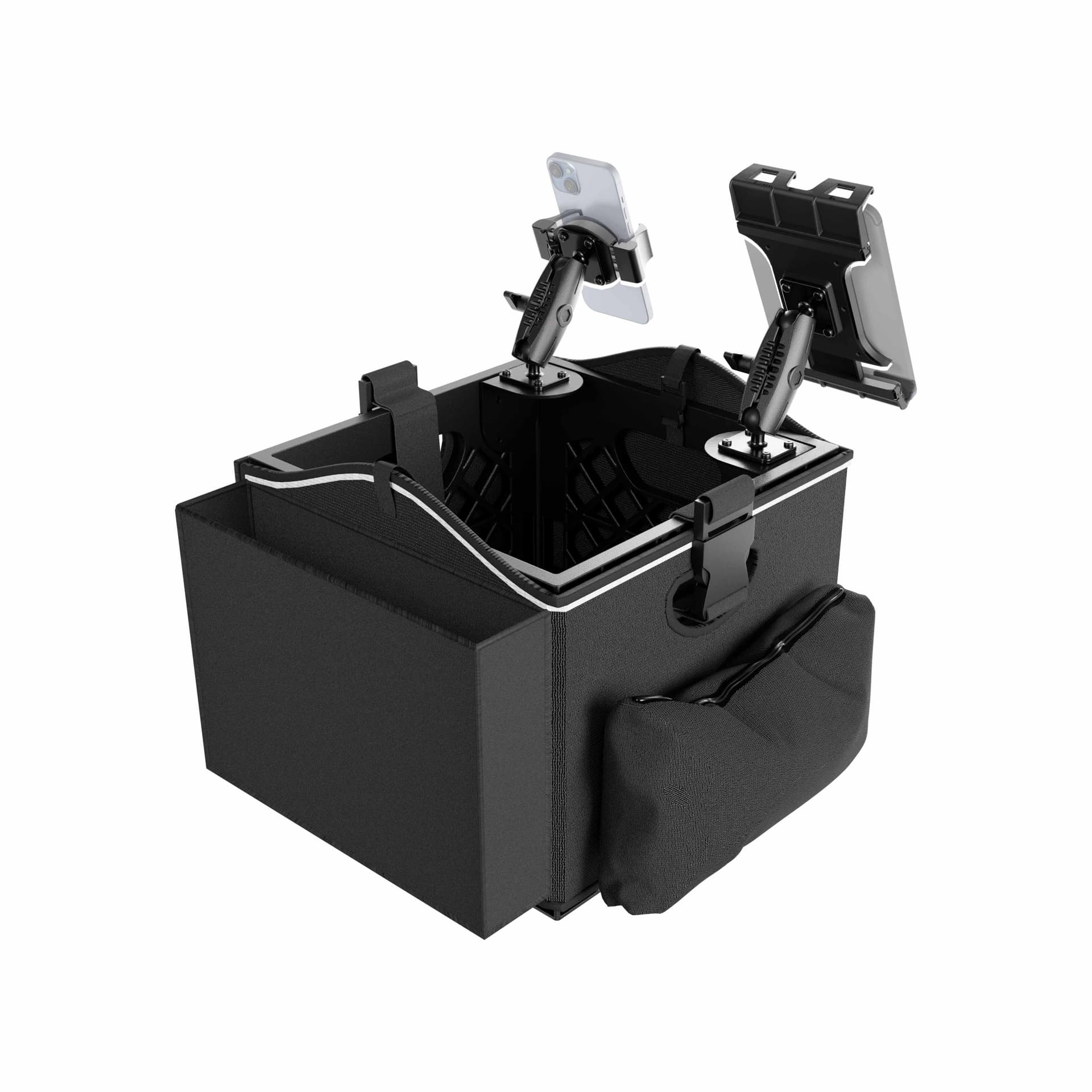 Arkon Portable Crate Workstation with Apron Organizer – Choose Your Mounting Setup - Phone Mount + Base