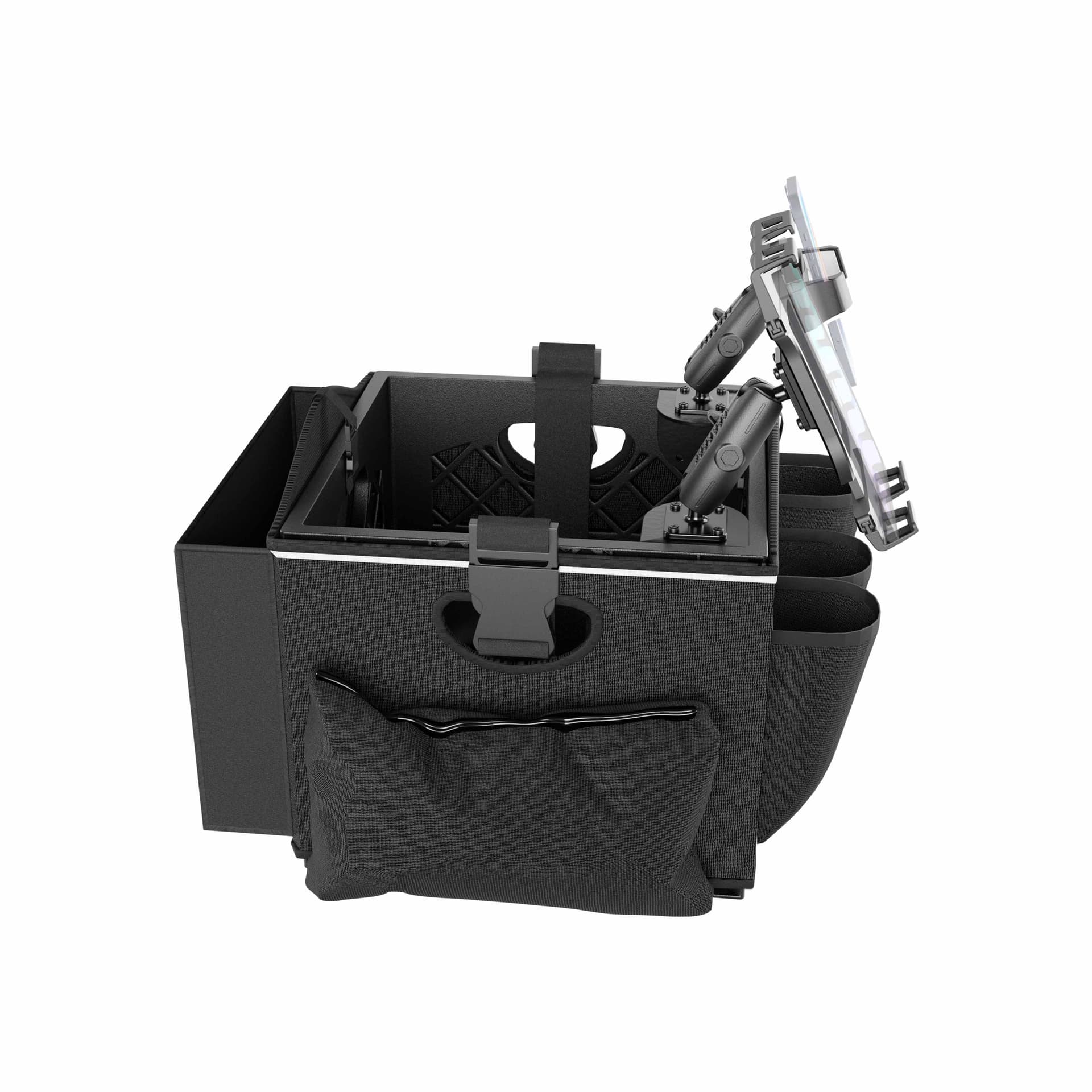 Arkon Portable Crate Workstation with Apron Organizer – Choose Your Mounting Setup - Phone Mount + Base