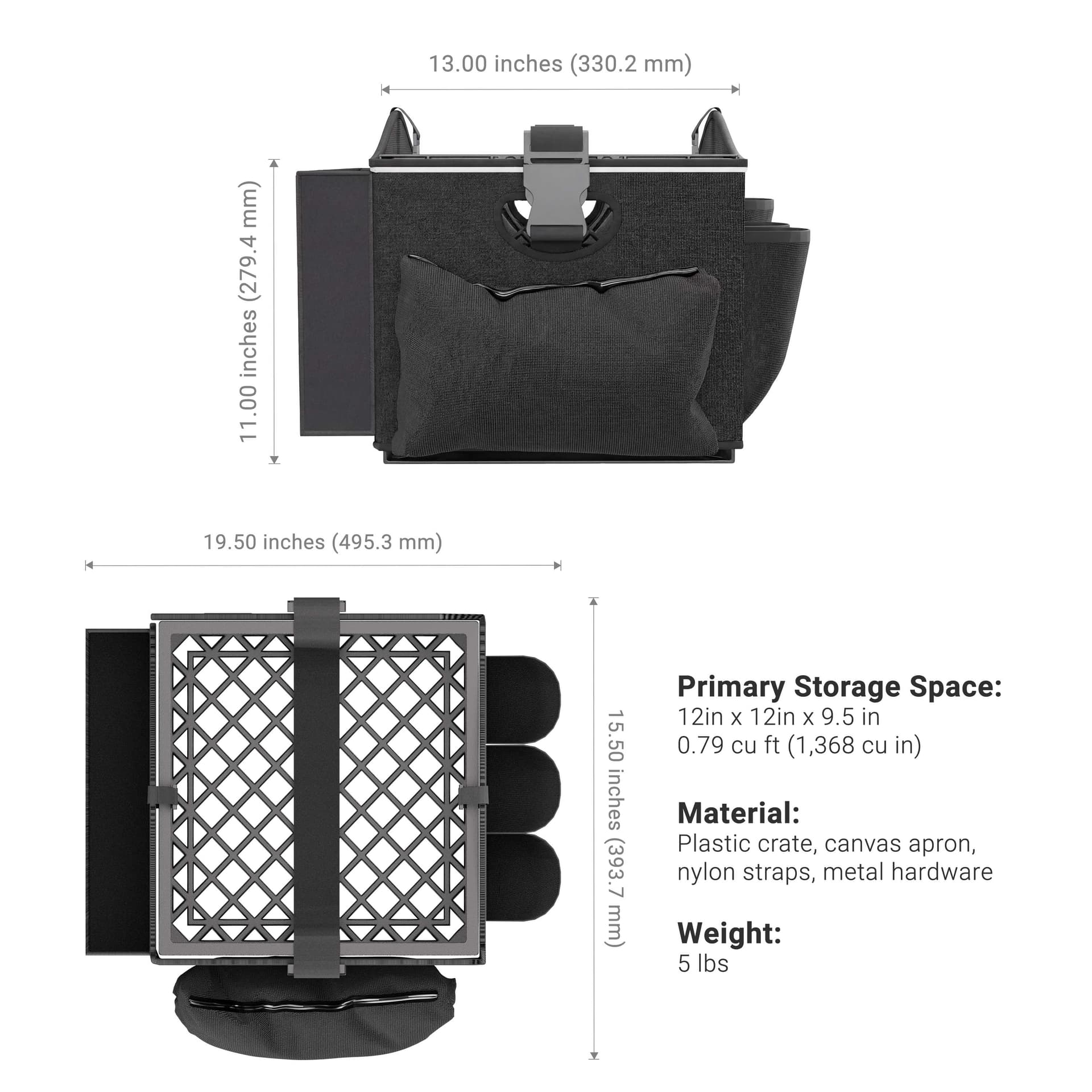 Arkon Portable Crate Workstation with Apron Organizer – Choose Your Mounting Setup - Tablet Mount + Base