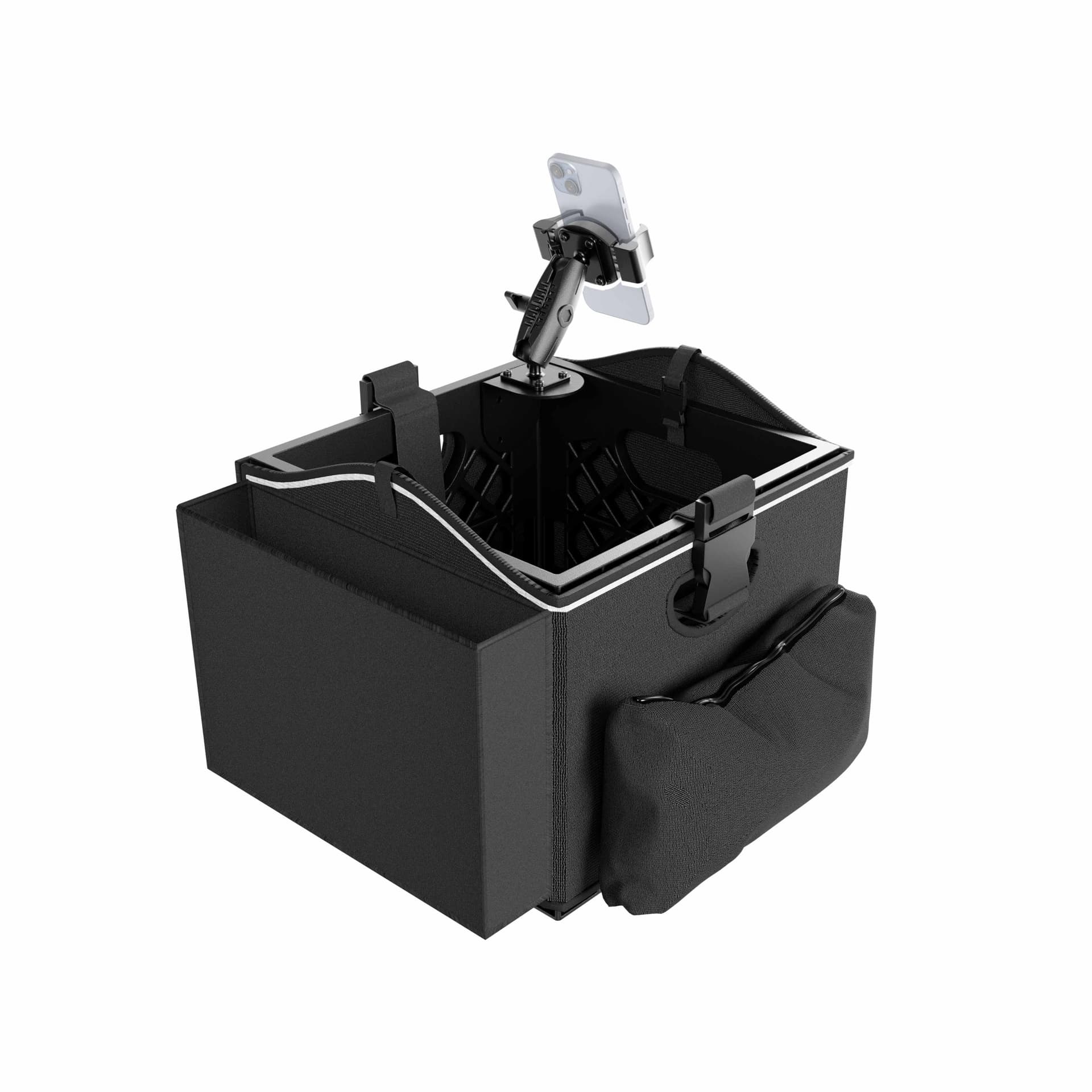 Arkon Portable Crate Workstation with Apron Organizer – Choose Your Mounting Setup - Phone + Tablet Mount + Base