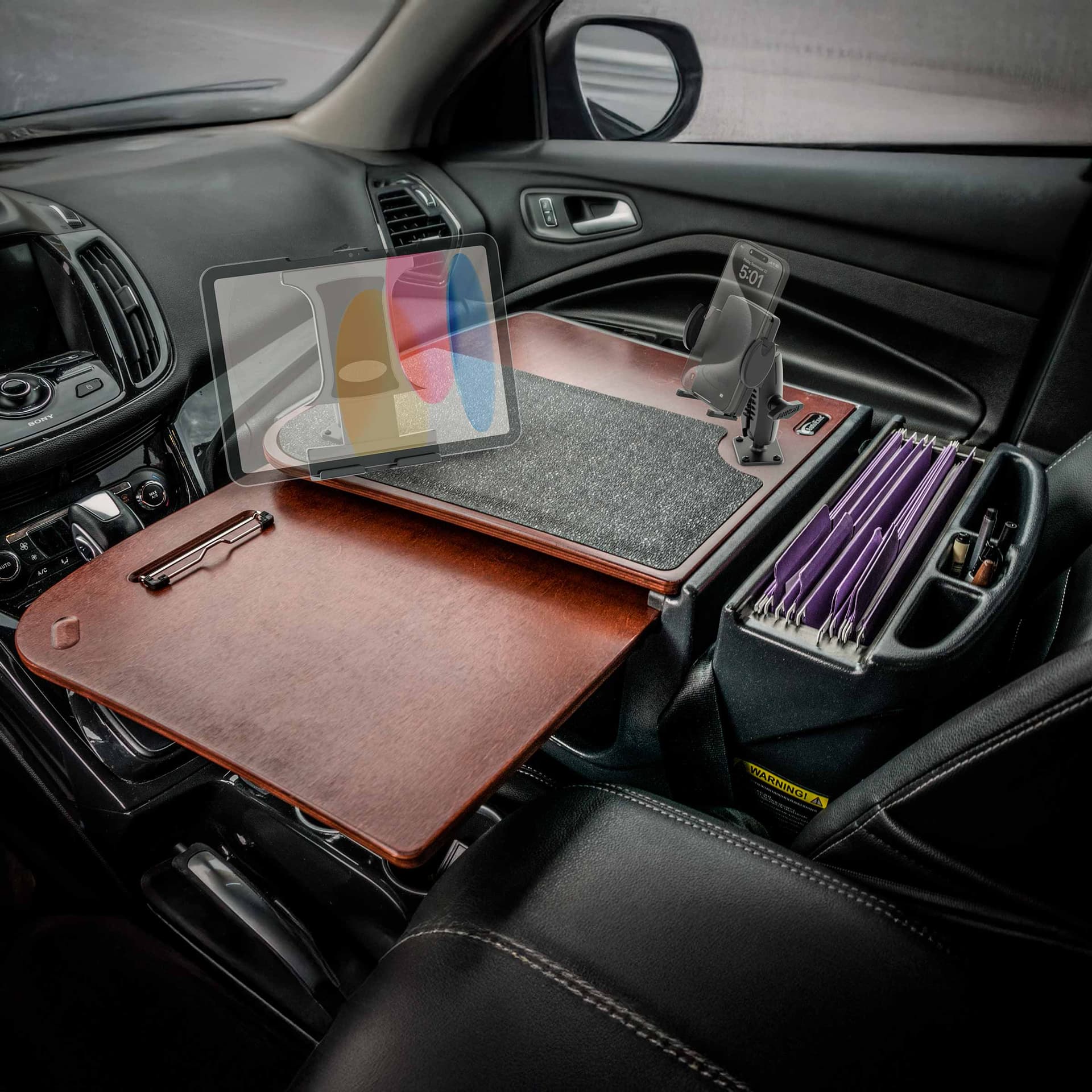 Arkon AutoExec GripMaster Car Desk with Mega Grip™ and Slim-Grip® Ultra Pro Drill-Base Mounts - Image 16
