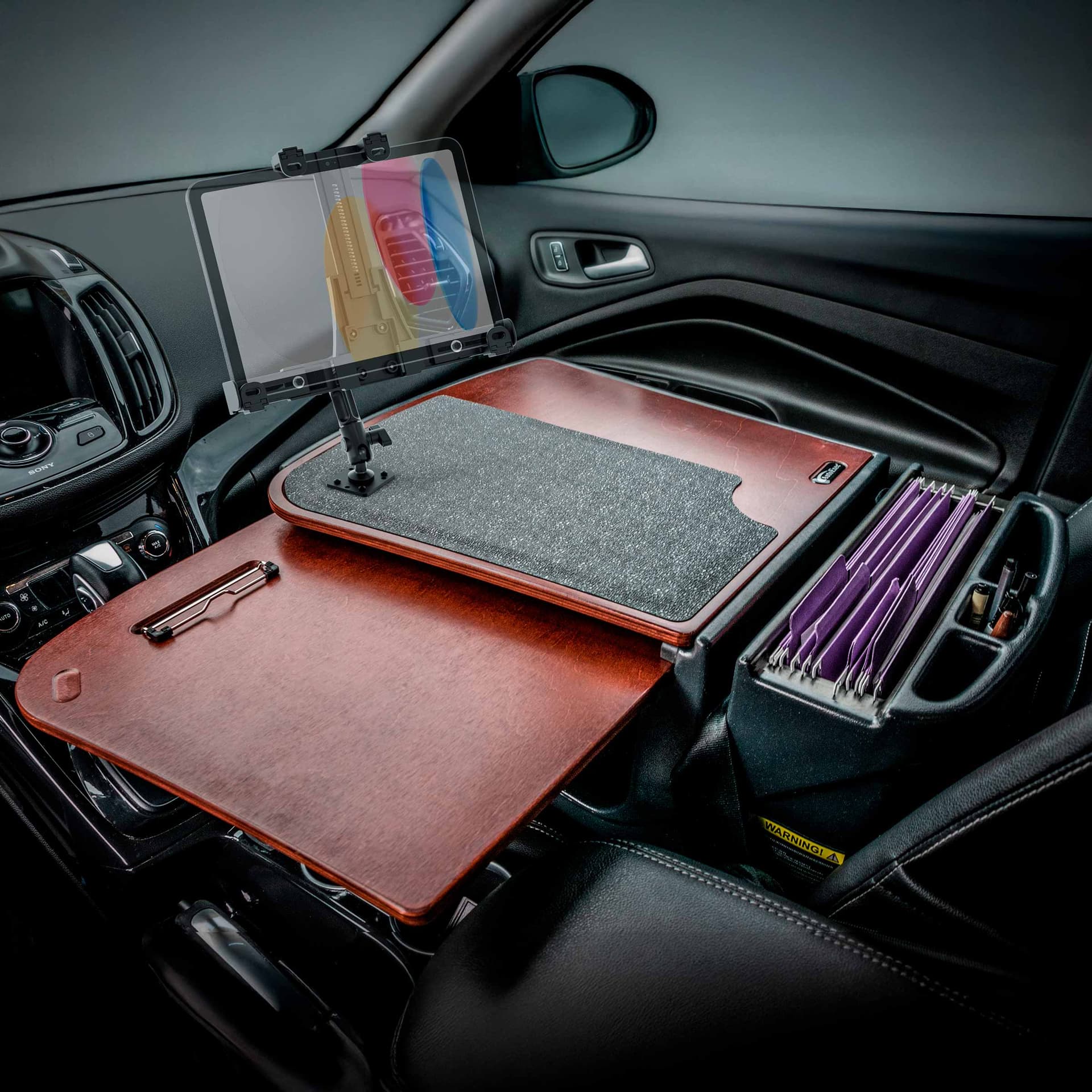 Arkon AutoExec GripMaster Car Desk with LockVise™ Locking Tablet Holder and Multi-Angle Mount - Image 16