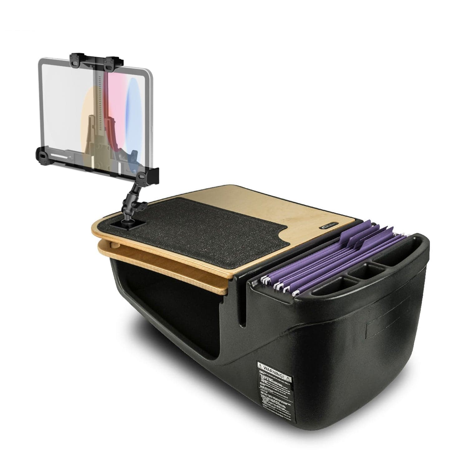 AutoExec GripMaster Car Desk with LockVise™ Locking Tablet Holder and Multi-Angle Mount - Black