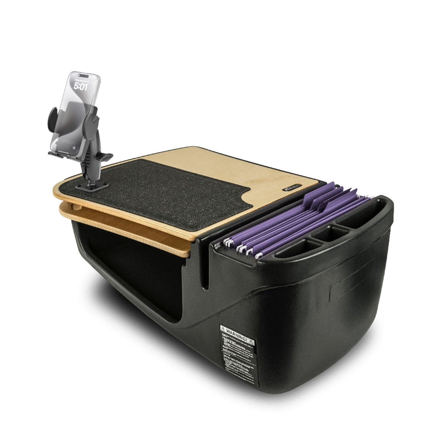 AutoExec GripMaster Car Desk with Mega Grip™ Drill-Base Mount - Mahogany