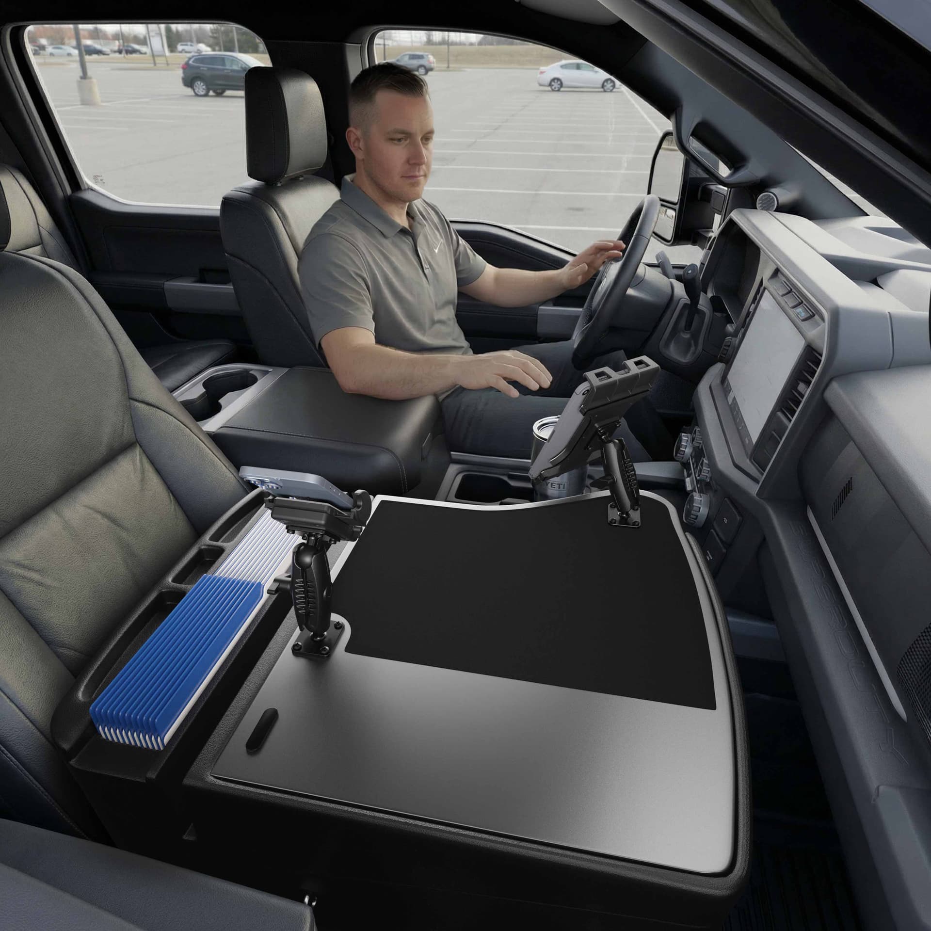 Arkon AutoExec GripMaster Efficiency Car Desk with Mega Grip™ and Slim-Grip® Ultra Pro Drill-Base Mounts - Image 12