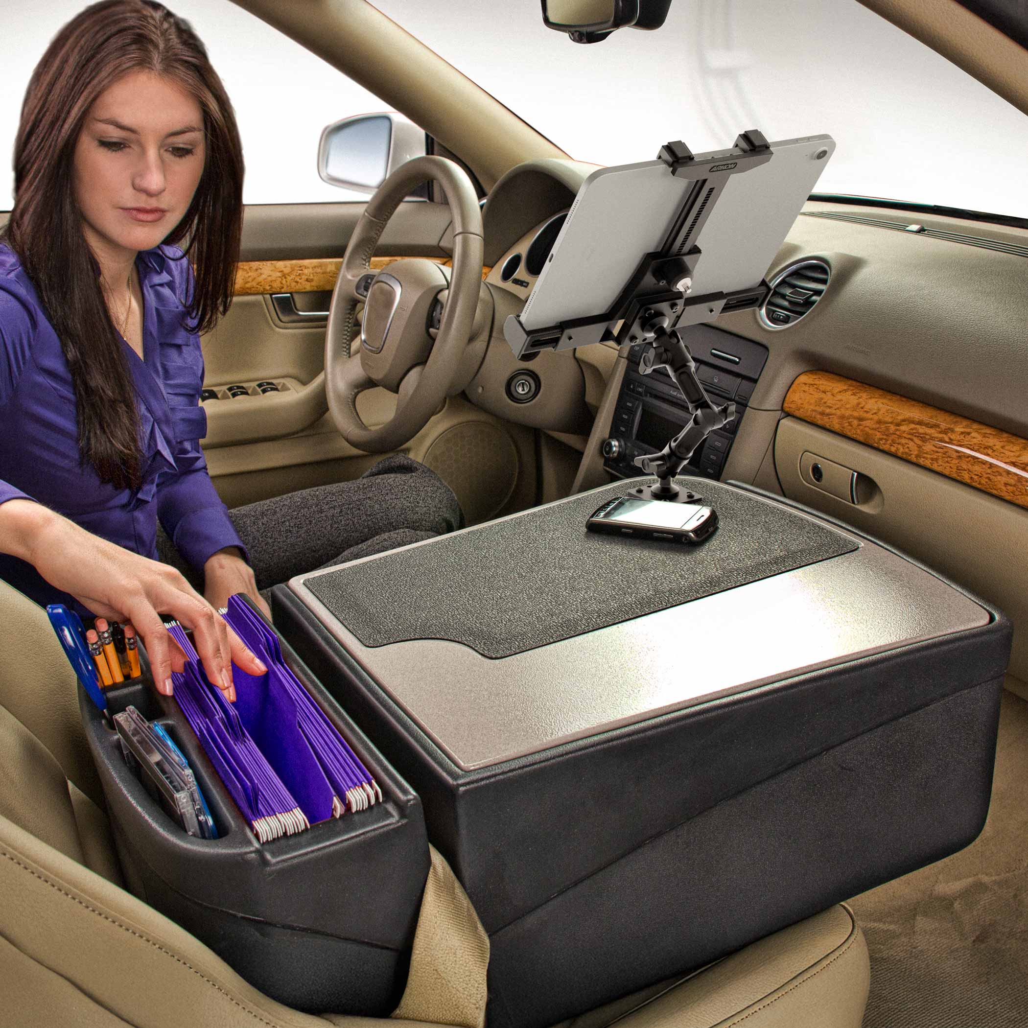 Arkon AutoExec GripMaster Efficiency Car Desk LockVise® Locking Tablet Holder and Multi-Angle Mount - Image 9