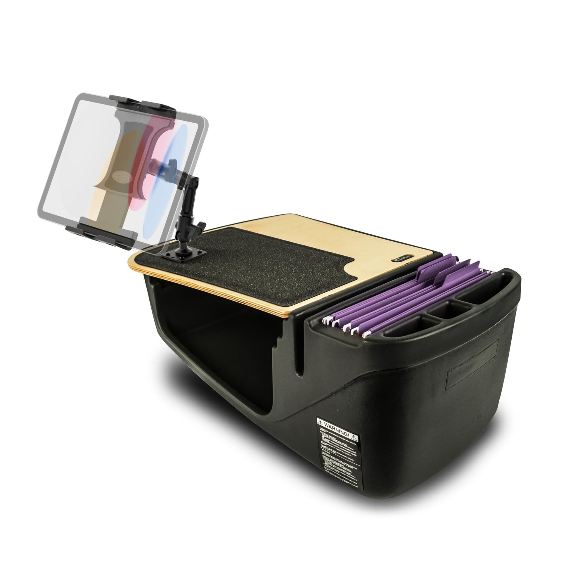 AutoExec GripMaster Efficiency Car Desk with Slim-Grip® Ultra Pro Multi-Angle Mount - Black