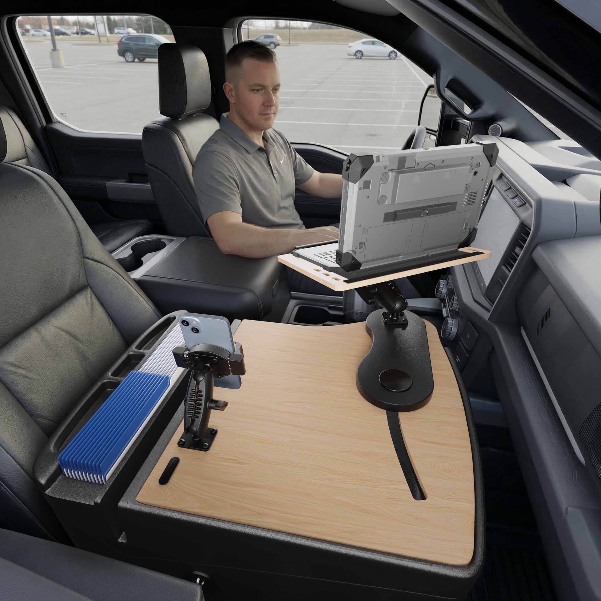 Arkon AutoExec Reach Front Seat Car Desk with RoadVise® Ultra Pro Drill-Base Mount - Image 6