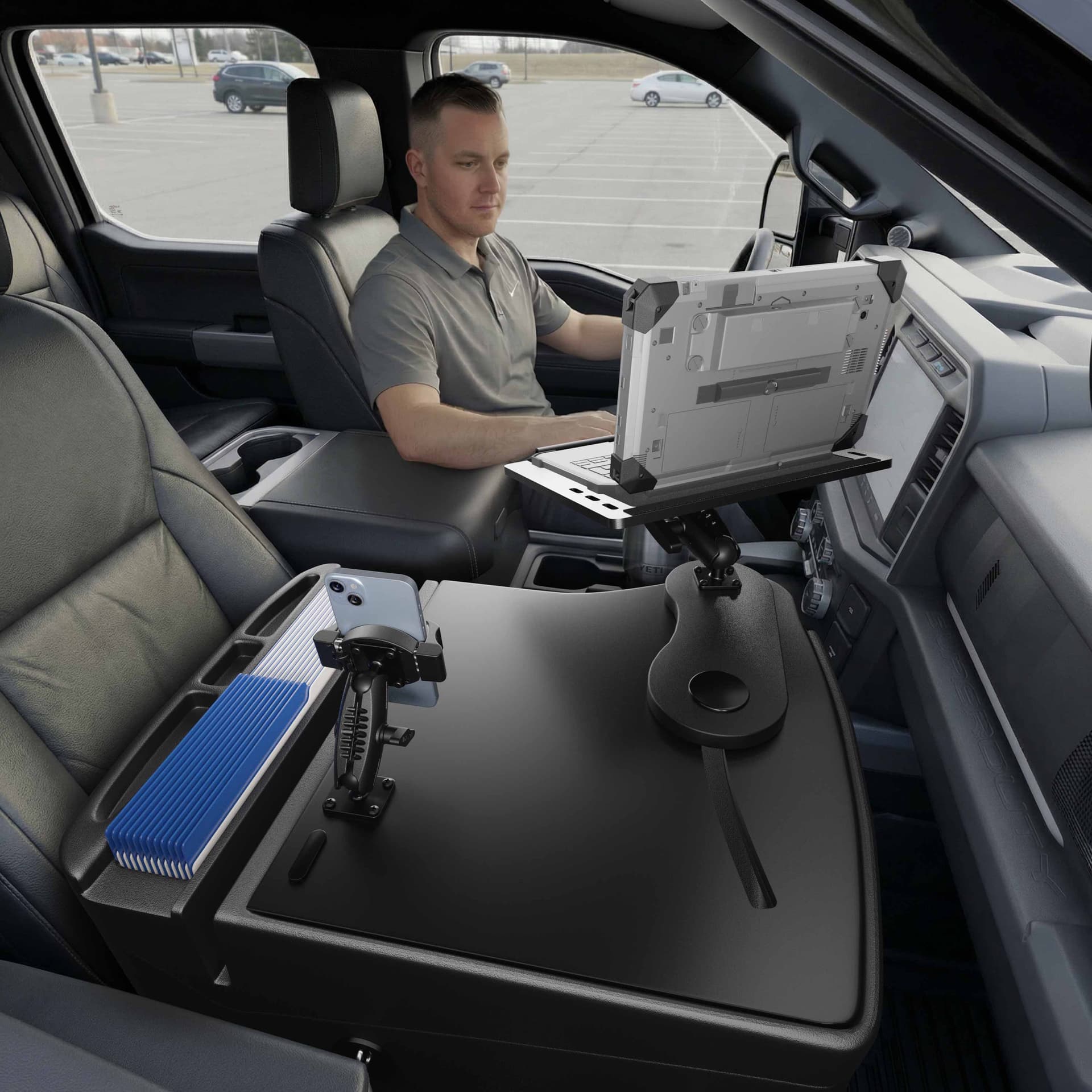 Arkon AutoExec Reach Front Seat Car Desk with RoadVise® Ultra Pro Drill-Base Mount - Image 18