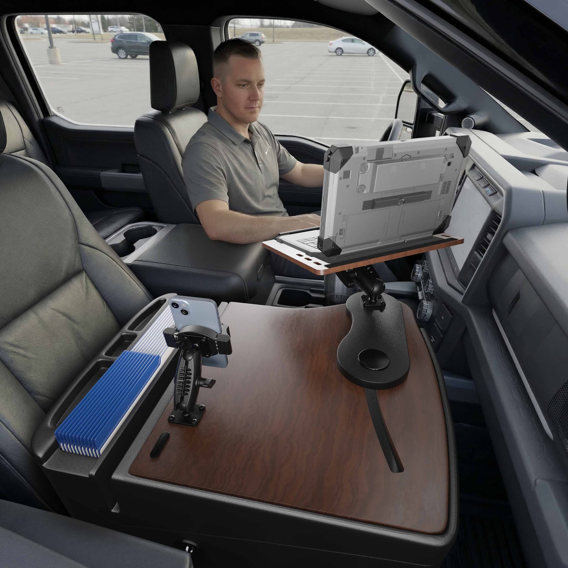 Arkon AutoExec Reach Front Seat Car Desk with RoadVise® Ultra Pro Drill-Base Mount - Image 24