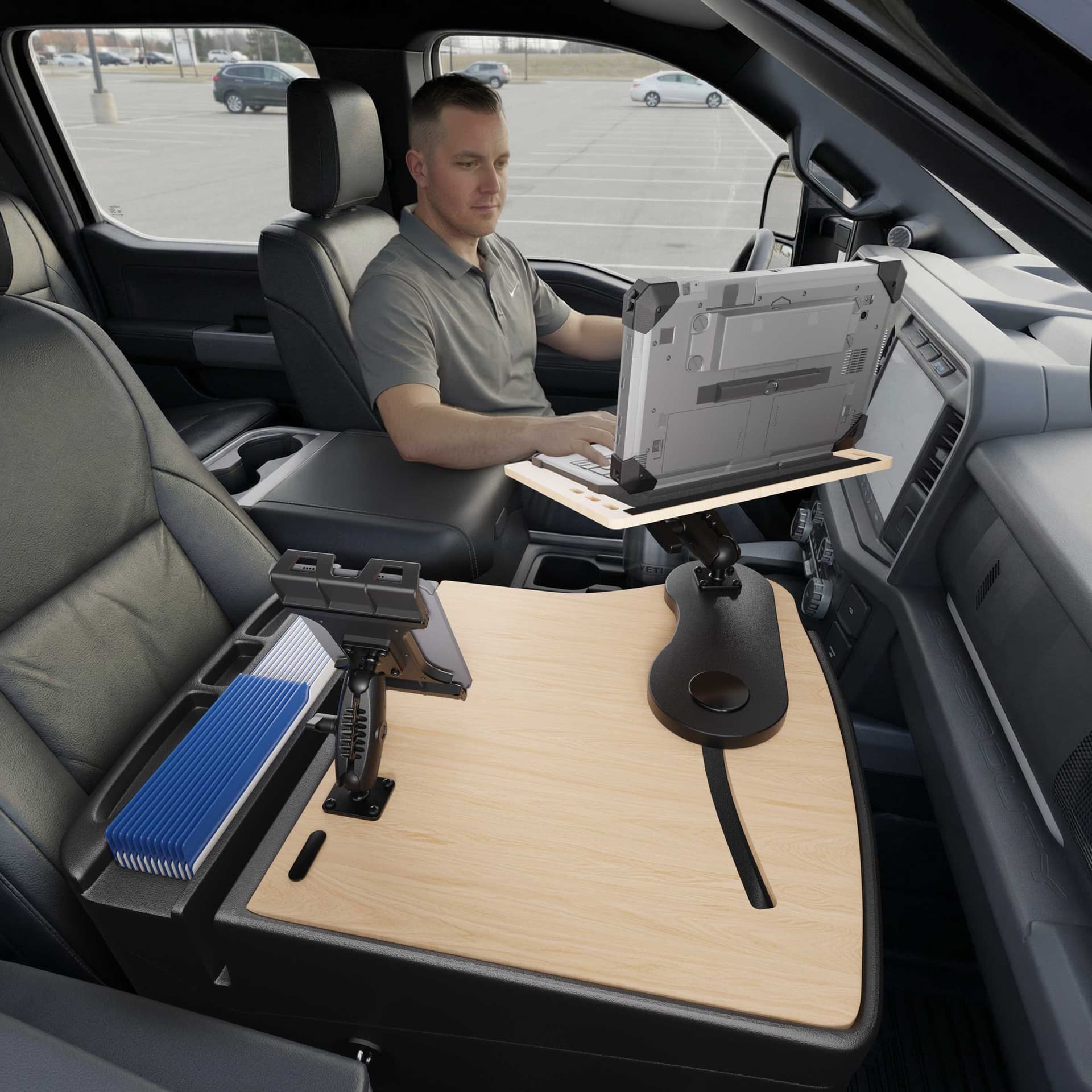 Arkon AutoExec Reach Front Seat Car Desk with Slim-Grip® Ultra Pro Drill-Base Mount - Image 6