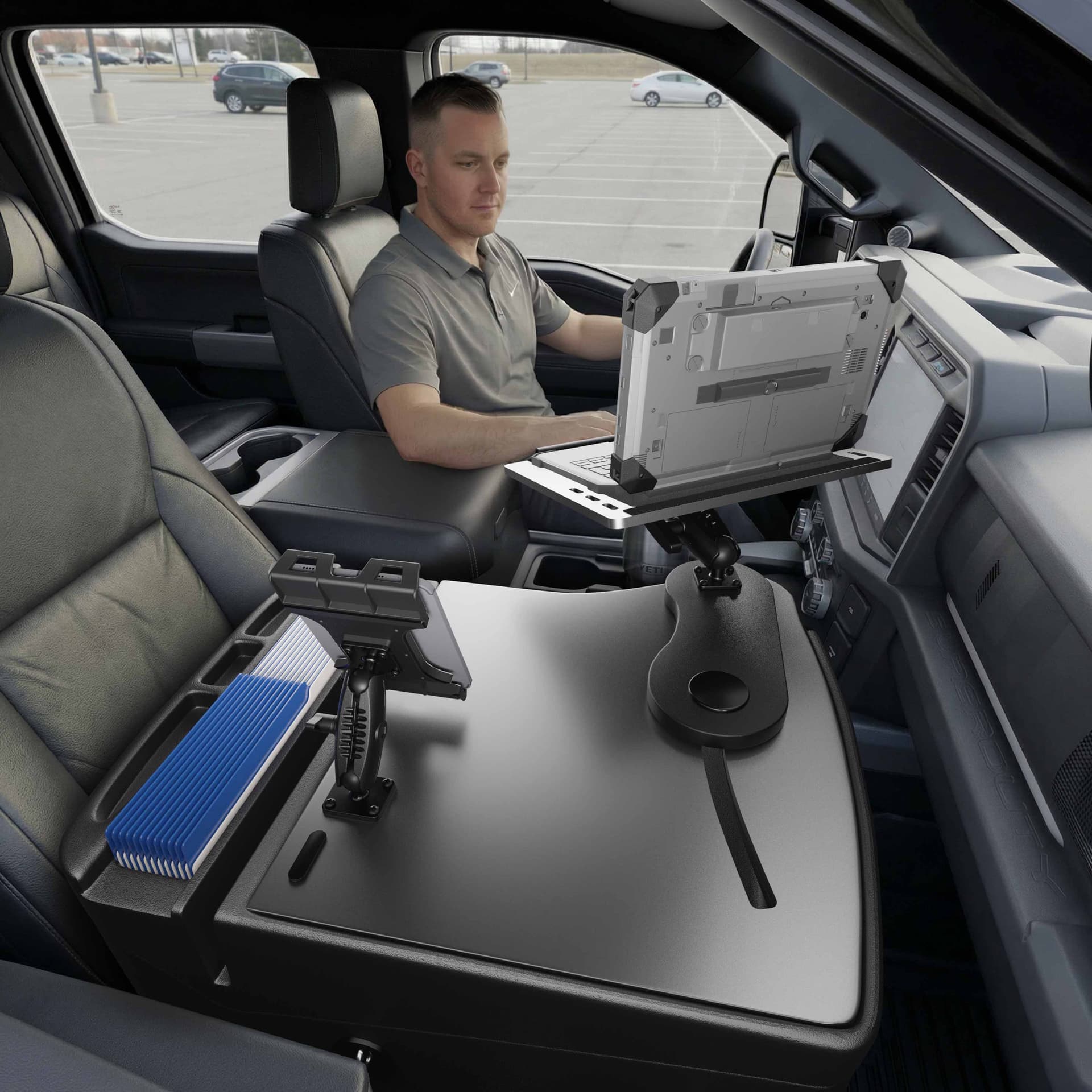 Arkon AutoExec Reach Front Seat Car Desk with Slim-Grip® Ultra Pro Drill-Base Mount - Image 12