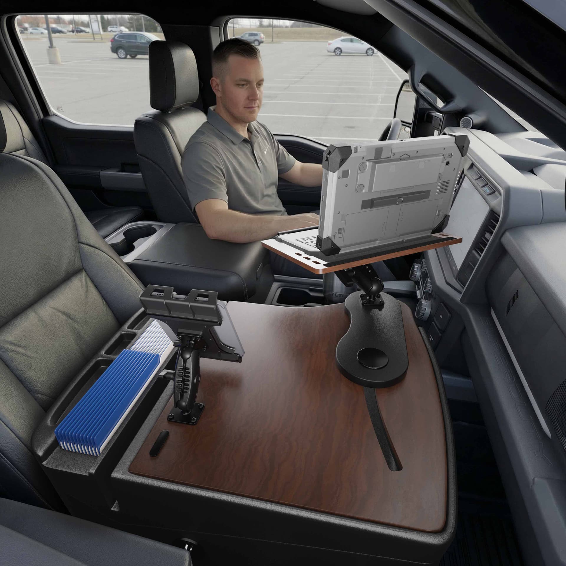 Arkon AutoExec Reach Front Seat Car Desk with Slim-Grip® Ultra Pro Drill-Base Mount - Image 24