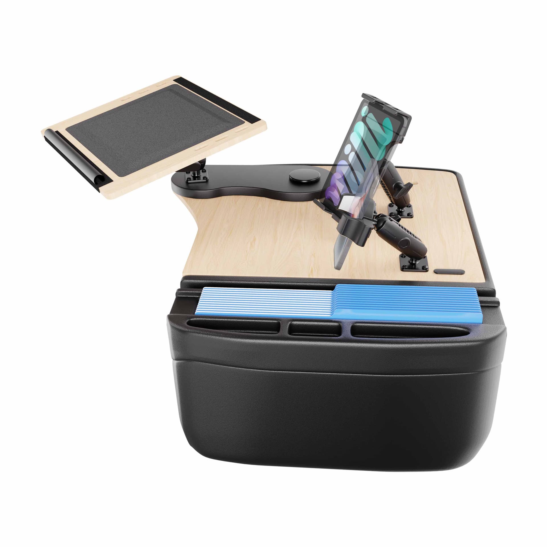 Arkon AutoExec Reach Front Seat Car Desk with Slim-Grip® Ultra Pro and RoadVise® Ultra Pro Drill-Base Mount - Image 2