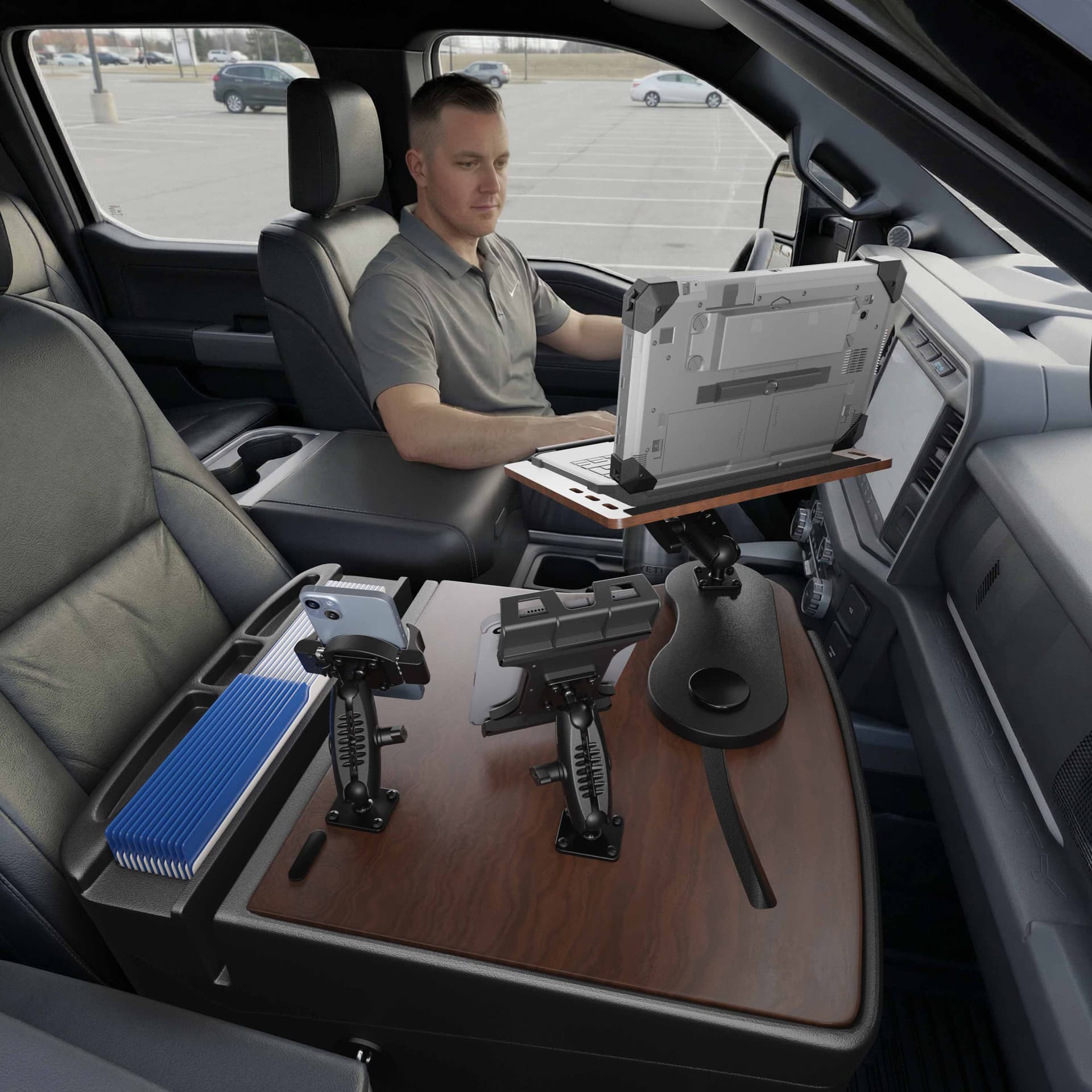 Arkon AutoExec Reach Front Seat Car Desk with Slim-Grip® Ultra Pro and RoadVise® Ultra Pro Drill-Base Mount - Image 24