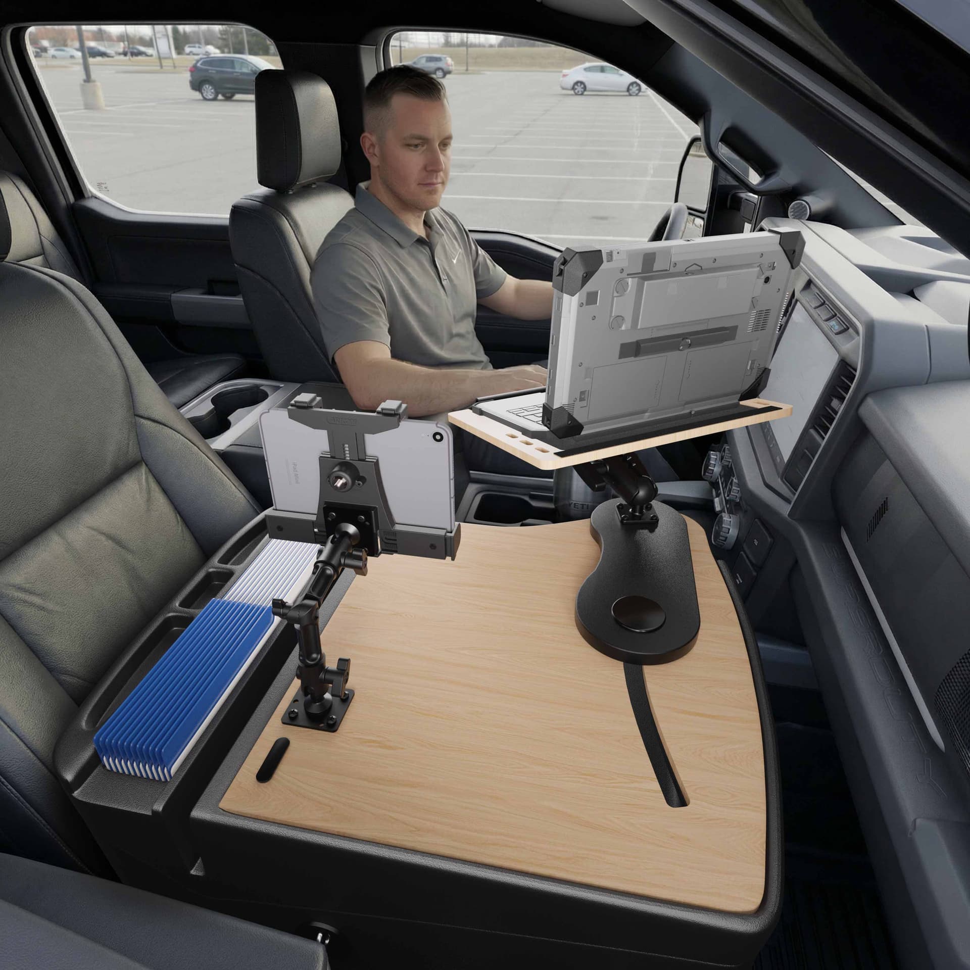 Arkon AutoExec Reach Front Seat Car Desk with LockVise™ Locking Tablet Multi-Angle Mount - Image 6