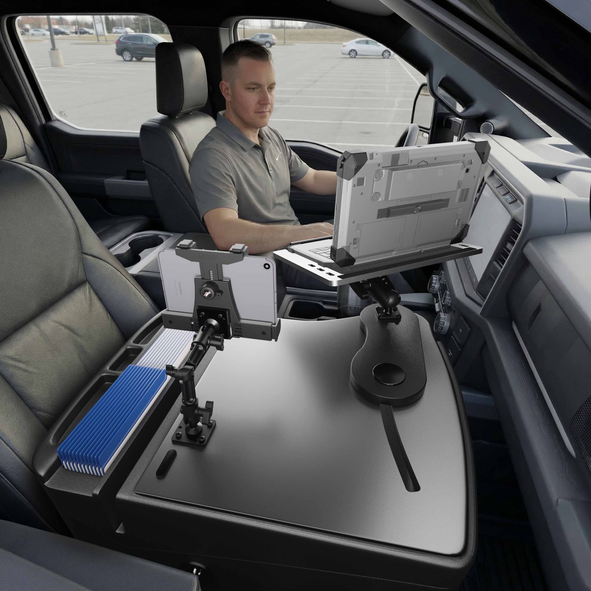 Arkon AutoExec Reach Front Seat Car Desk with LockVise™ Locking Tablet Multi-Angle Mount - Image 12