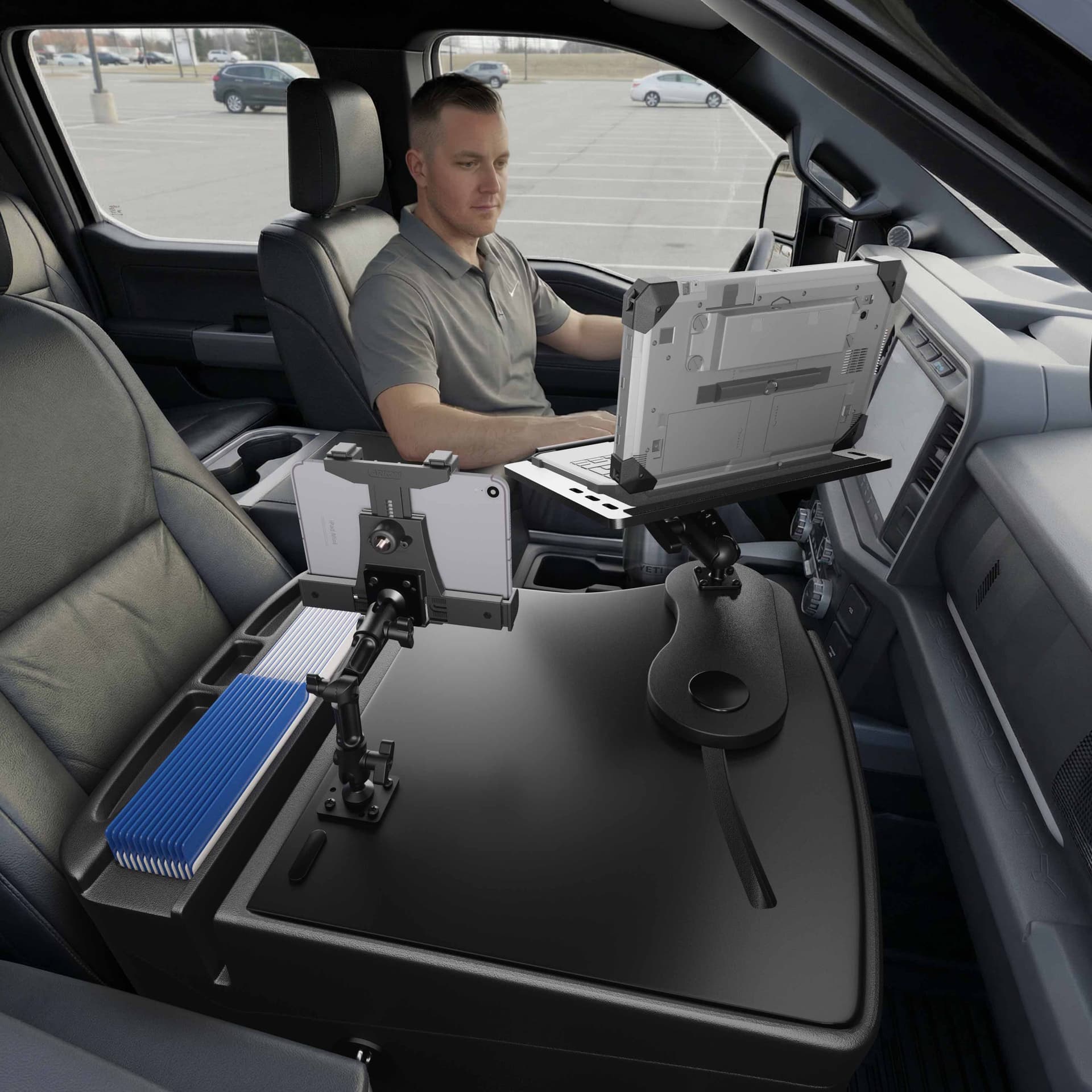 Arkon AutoExec Reach Front Seat Car Desk with LockVise™ Locking Tablet Multi-Angle Mount - Image 18