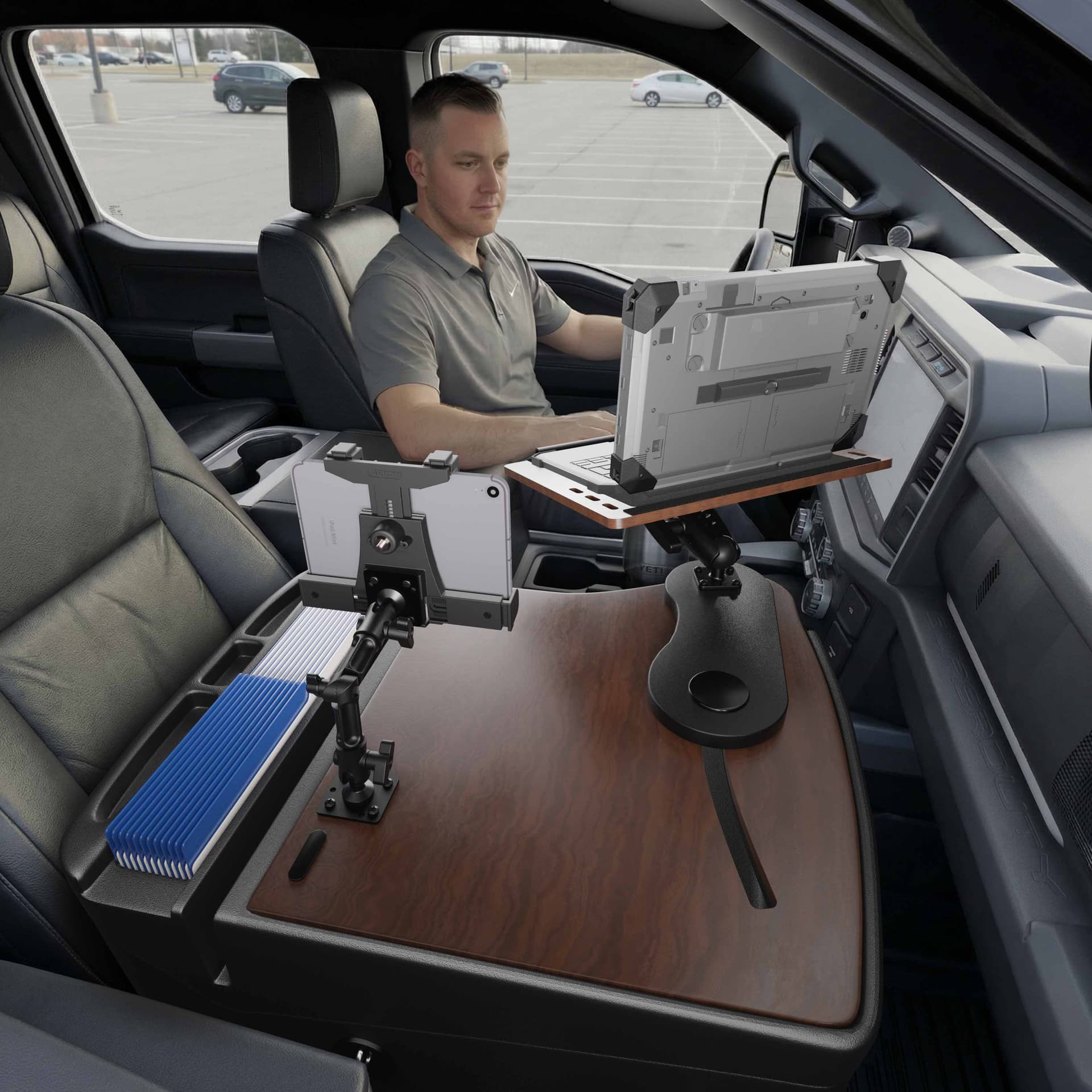 Arkon AutoExec Reach Front Seat Car Desk with LockVise™ Locking Tablet Multi-Angle Mount - Image 24