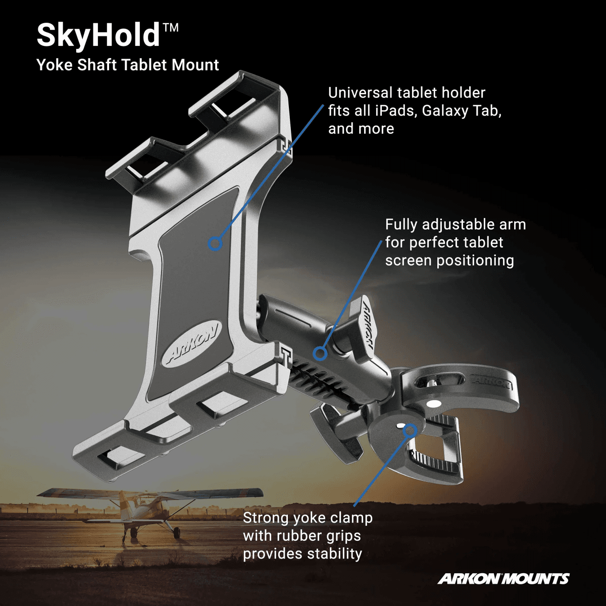 SkyHold Steering Ipad Galaxy Yoke Tablet Clamp Mount