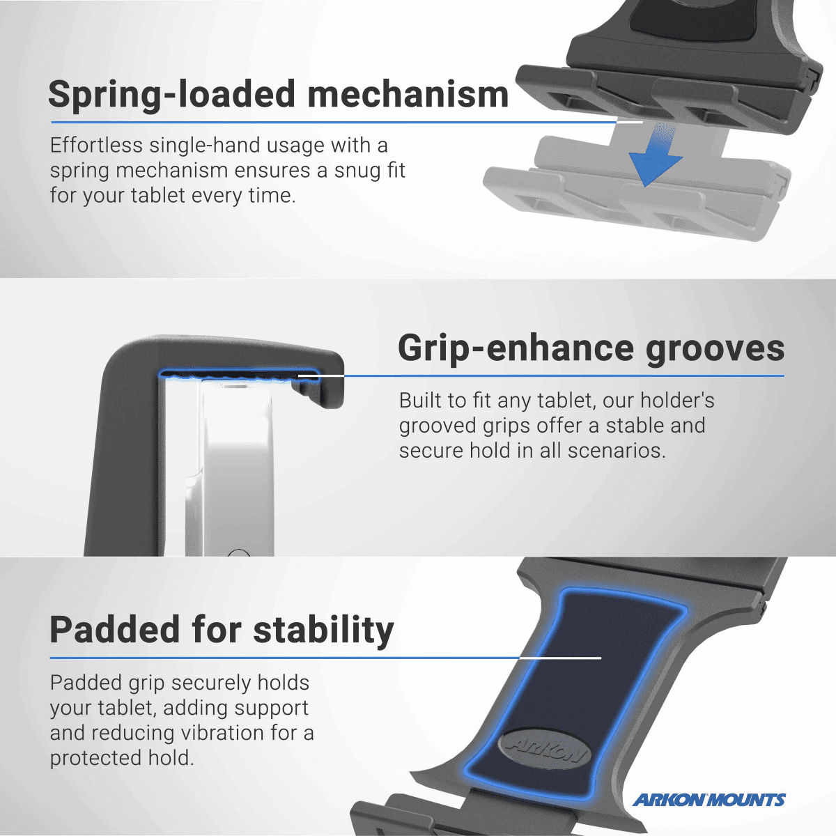 SkyHold Steering Ipad Galaxy Yoke Tablet Clamp Mount