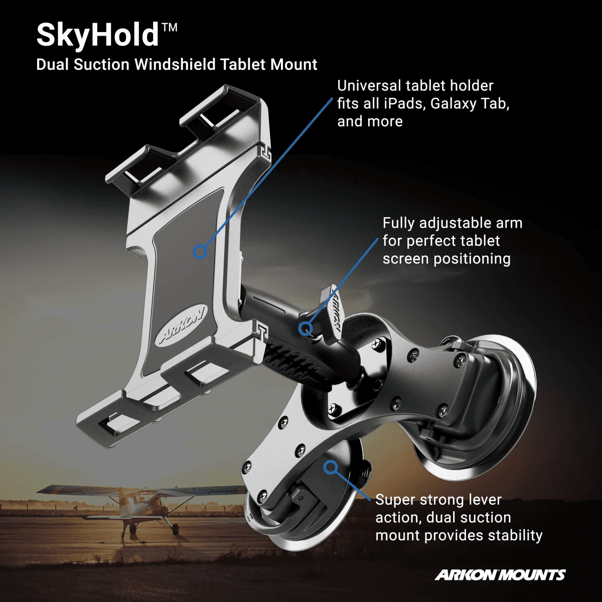 SkyHold Windshield Dual Suction Tablet Mount