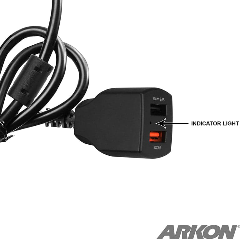 Arkon 30W 2-Port Quick Charge 3.0 and USB-A Car Fixed Install Charger