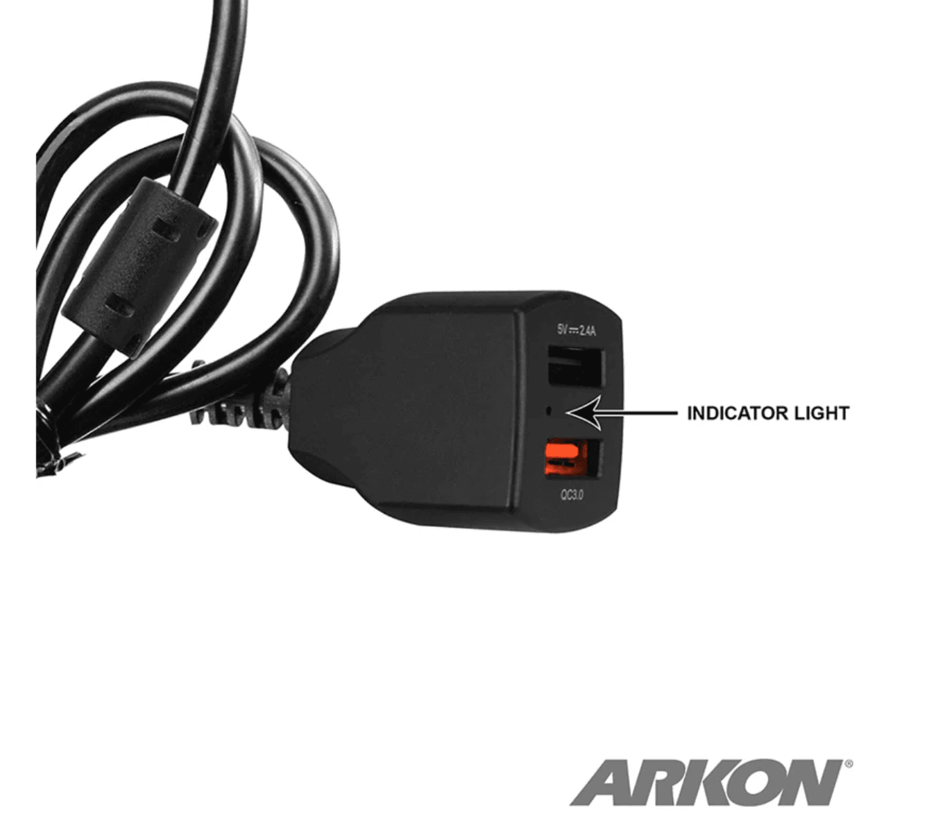 Arkon 30W 2-Port Quick Charge 3.0 and USB-A Car Fixed Install Charger