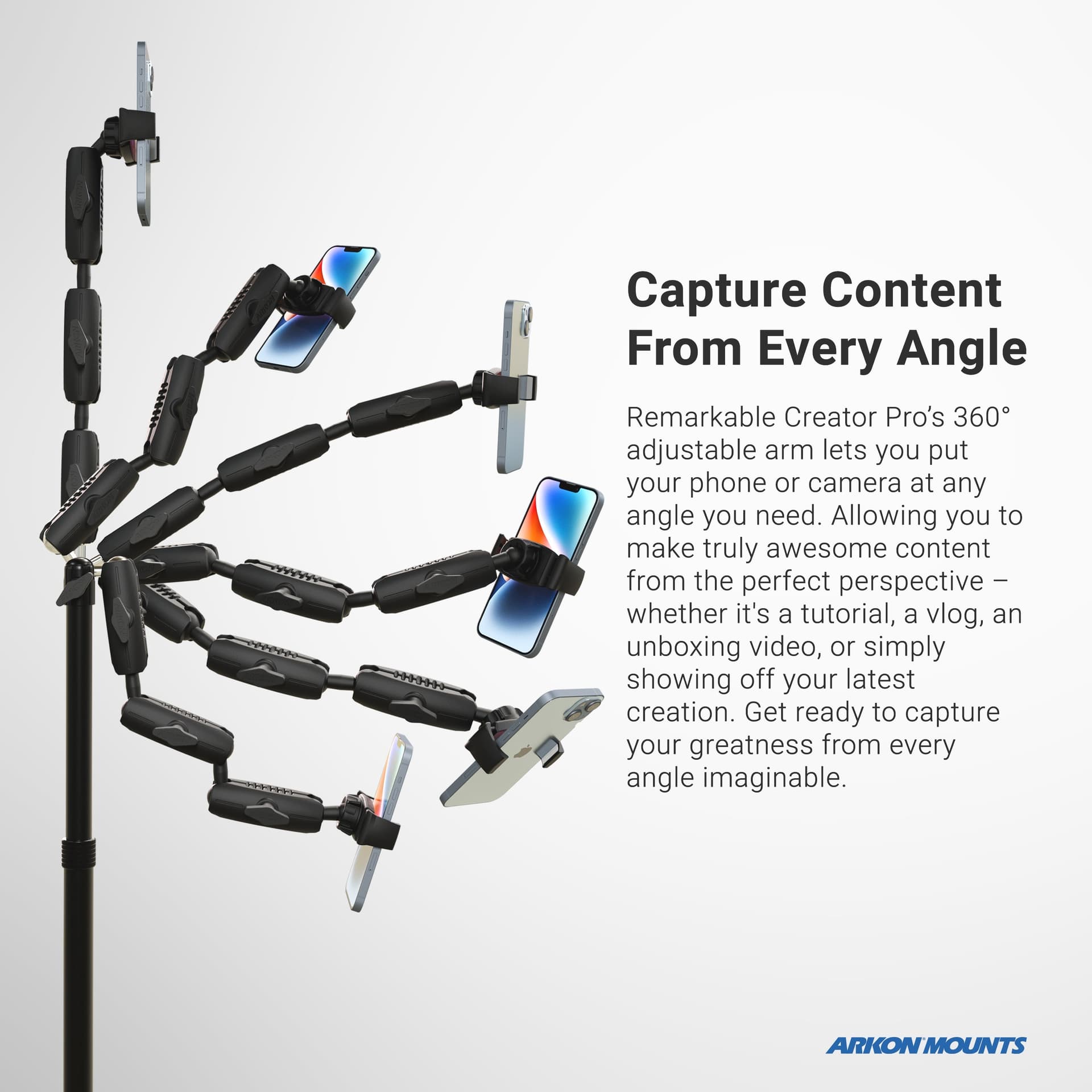 Arkon Remarkable Creator™ Cookie Decorators Mount for Phones and Pico Projectors with PINK Pole