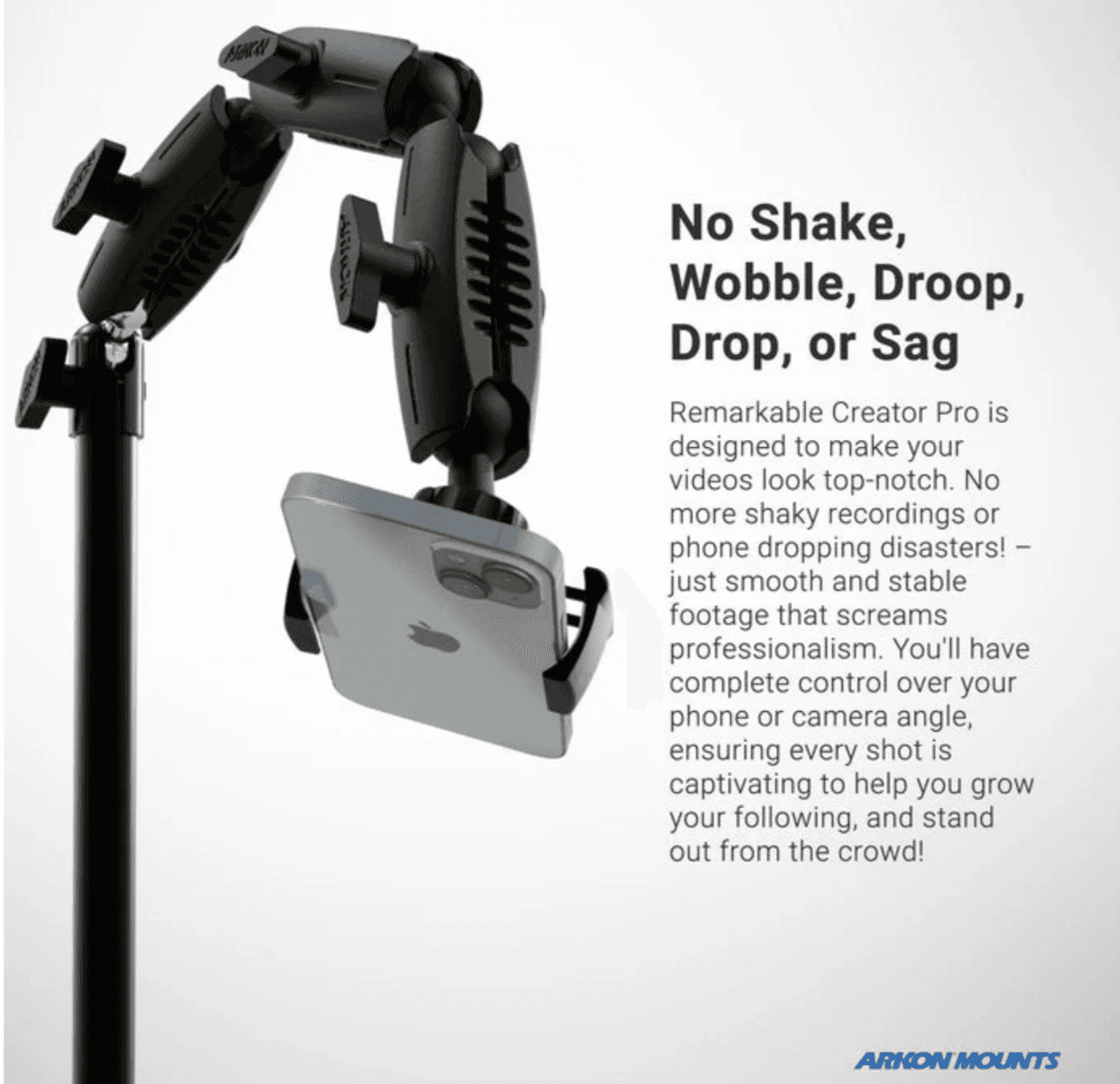 Arkon Remarkable Creator™ Cookie Decorators Mount for Phones and Pico Projectors with PINK Pole