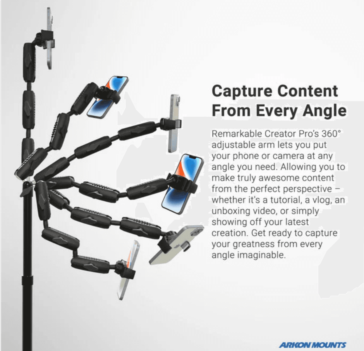 Arkon Remarkable Creator™ Cookie Decorators Mount for Phones and Pico Projectors with PINK Pole