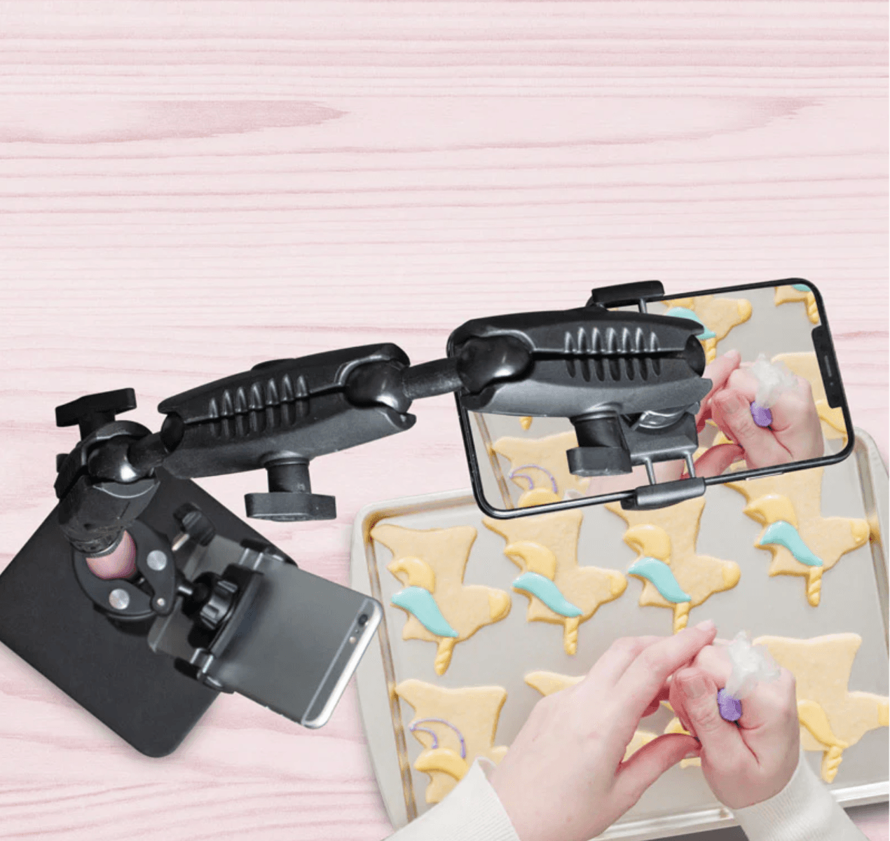 Arkon Remarkable Creator™ Cookie Decorators Mount for Phones and Pico Projectors with PINK Pole