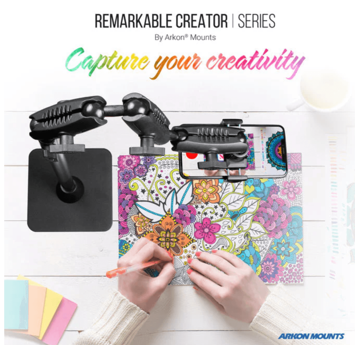 Arkon Remarkable Creator™ Cookie Decorators Mount for Phones and Pico Projectors with TEAL Pole