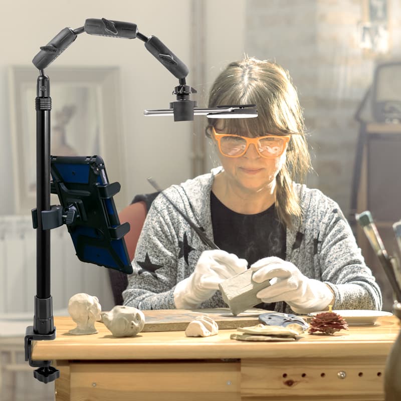 Arkon Remarkable Creators Clamp Phone or Camera Stand with Ring Light for Nail Art and Crafting Videos