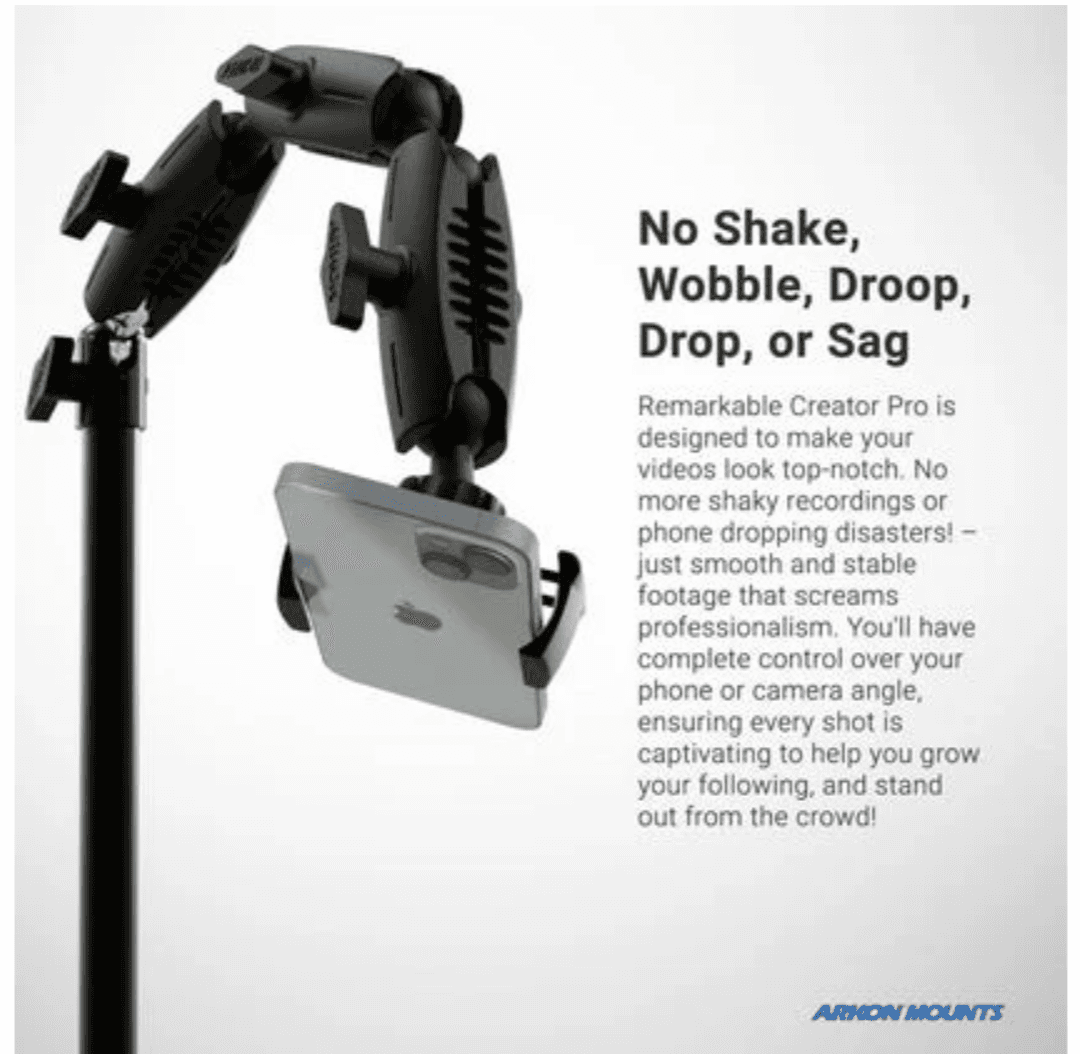 Arkon Remarkable Creator™ Pro+Plus Clamp Mount with Pink Extension Pole
