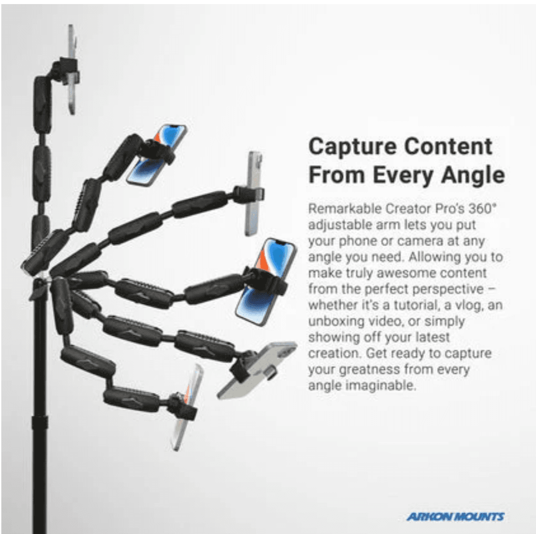 Arkon Remarkable Creator™ Pro+Plus Clamp Mount with Pink Extension Pole