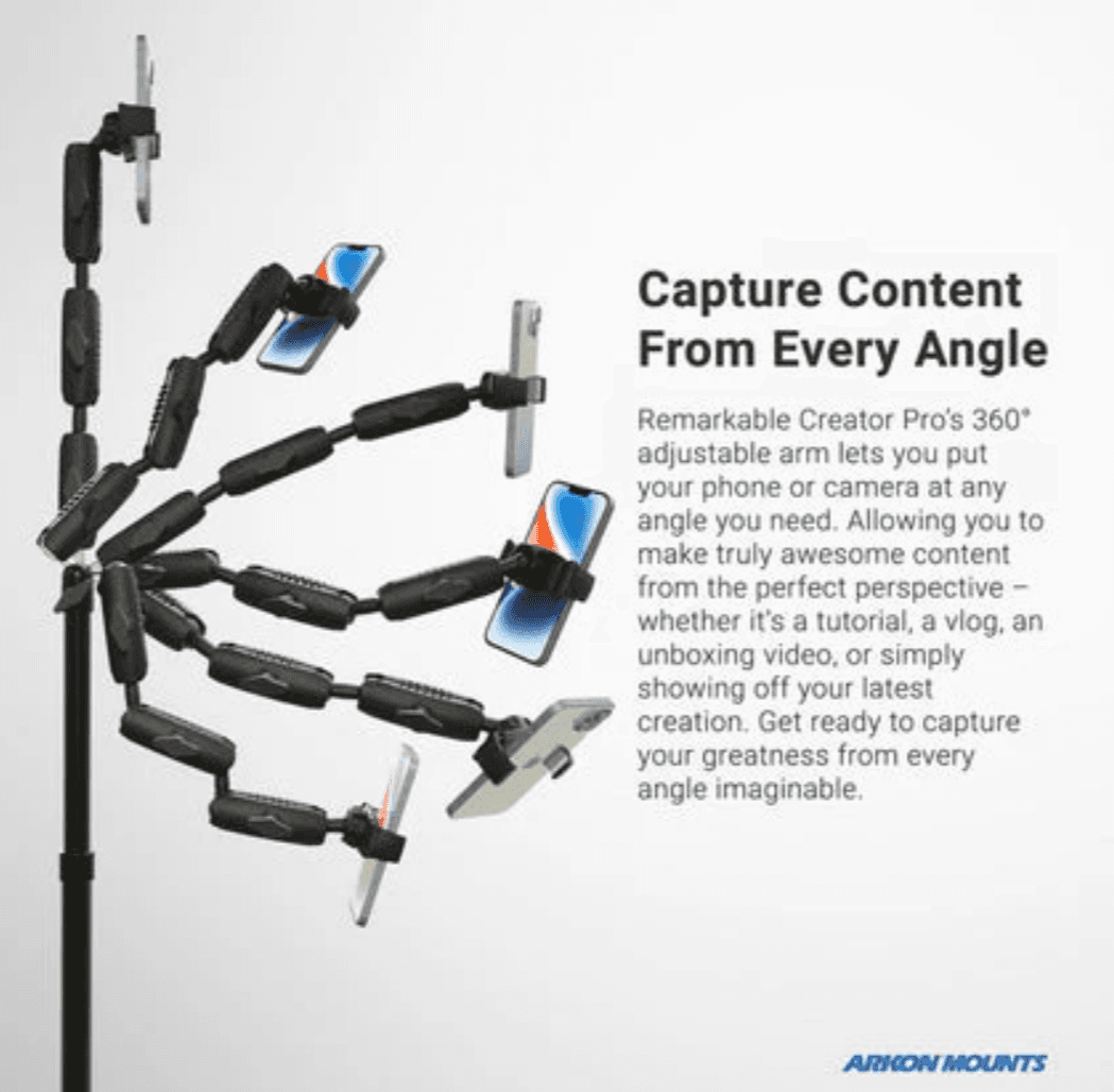 Arkon Remarkable Creator™ Pro+Plus Clamp Mount with Teal Extension Pole