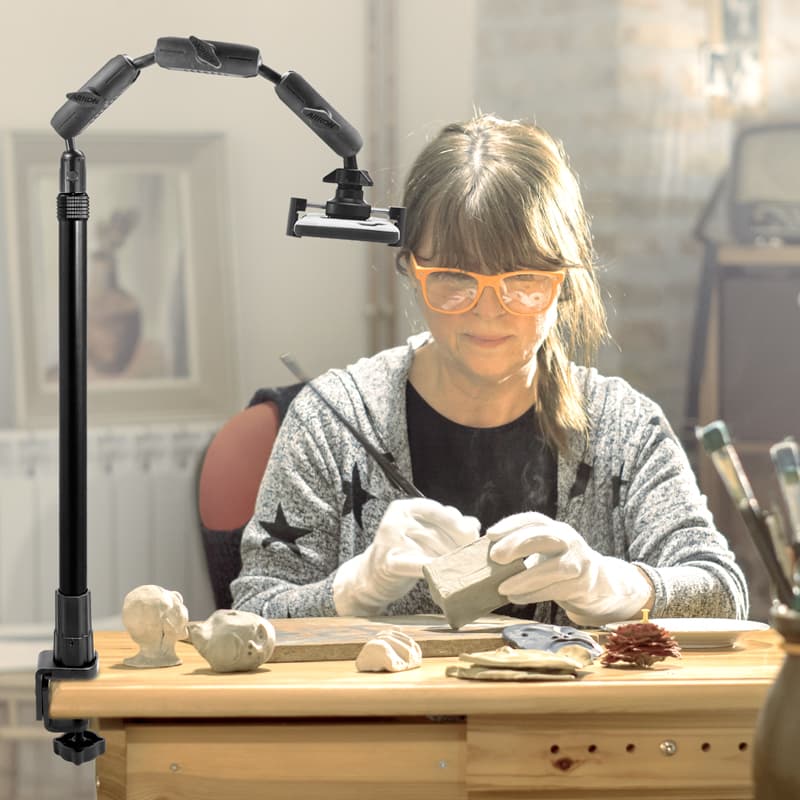 Arkon Desk Table Clamp Phone or Camera Stand for Nail Art, Baking, Stamping, and Crafting Videos