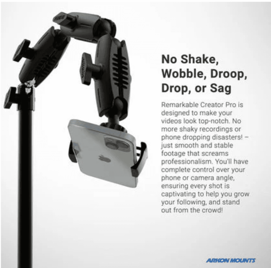 Arkon Remarkable Creator™ Pro Stand with Clamp Base for Phone or Camera - Pink