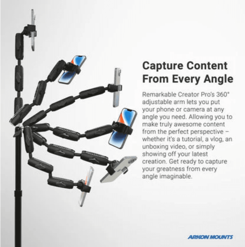 Arkon Remarkable Creator™ Pro Stand with Clamp Base for Phone or Camera - Pink