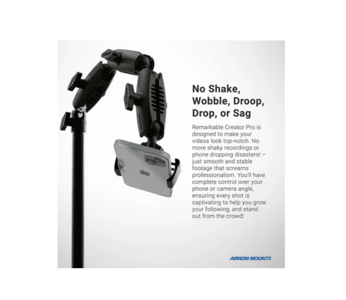 Arkon Remarkable Creator™ Pro Stand with Clamp Base for Phone or Camera - Teal