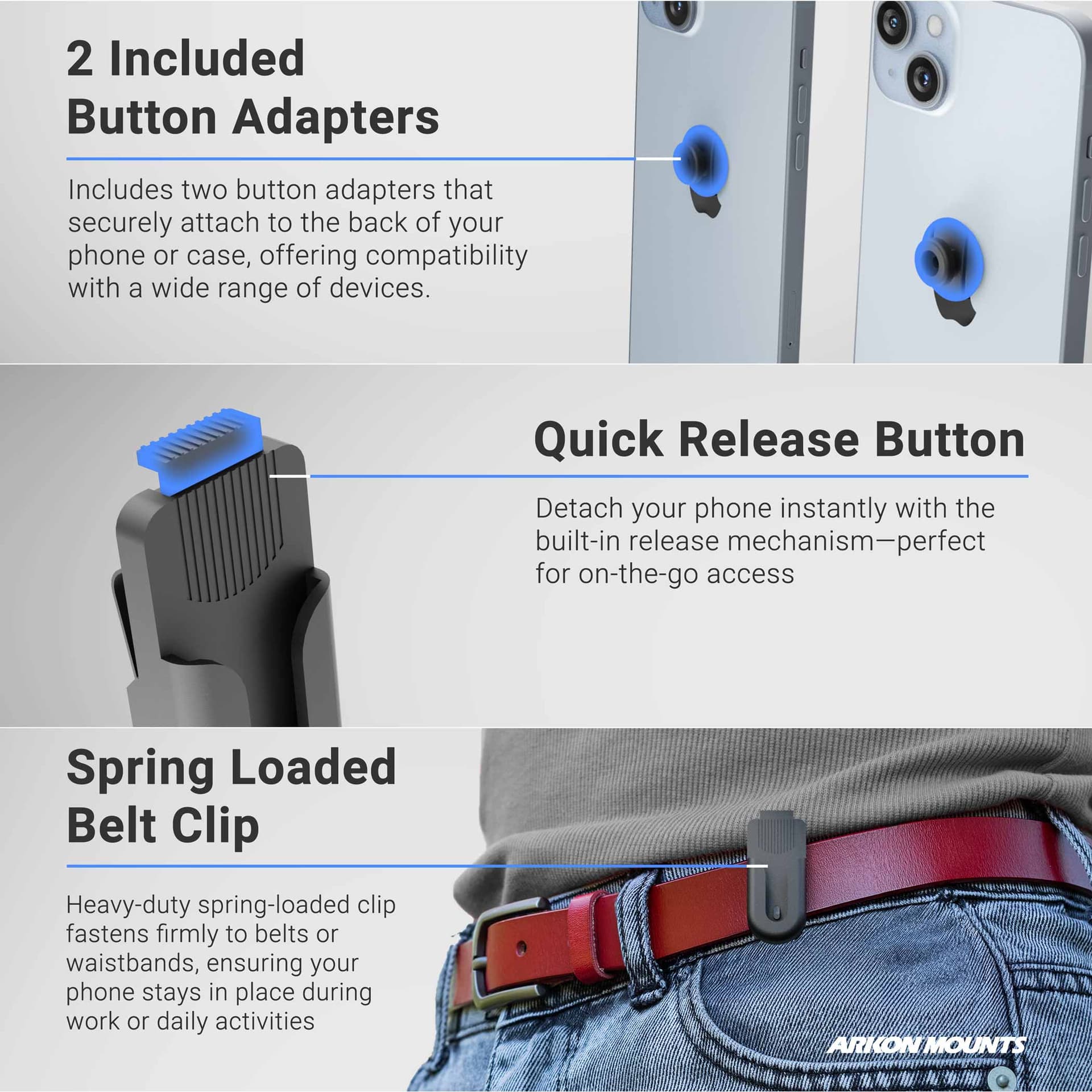Arkon Bulk Version of CM221 - Universal Belt Clip Holder (Non-Locking) - Image 4