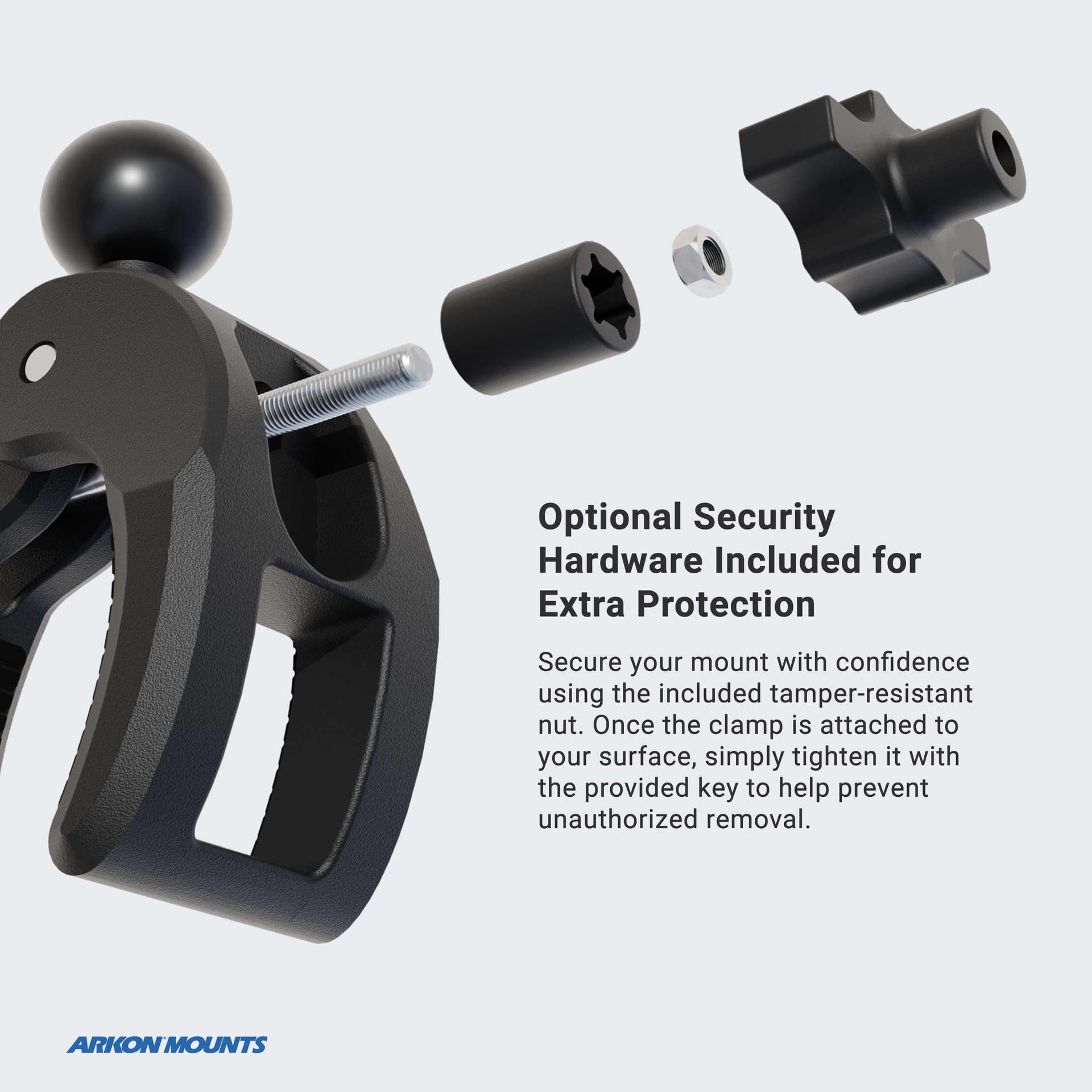 Arkon Robust Clamp Mount with Security Knob - 25mm (1 inch) Compatible - Image 3