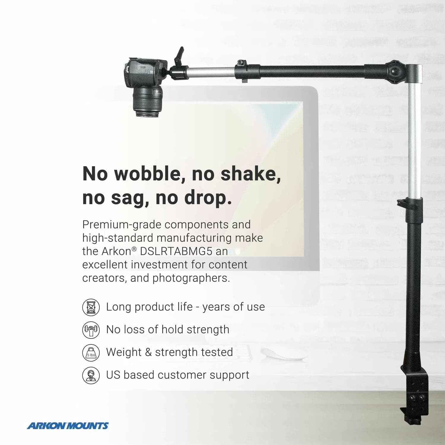 Arkon Clamp Stand for DSLR Camera, Tablet, or Phone