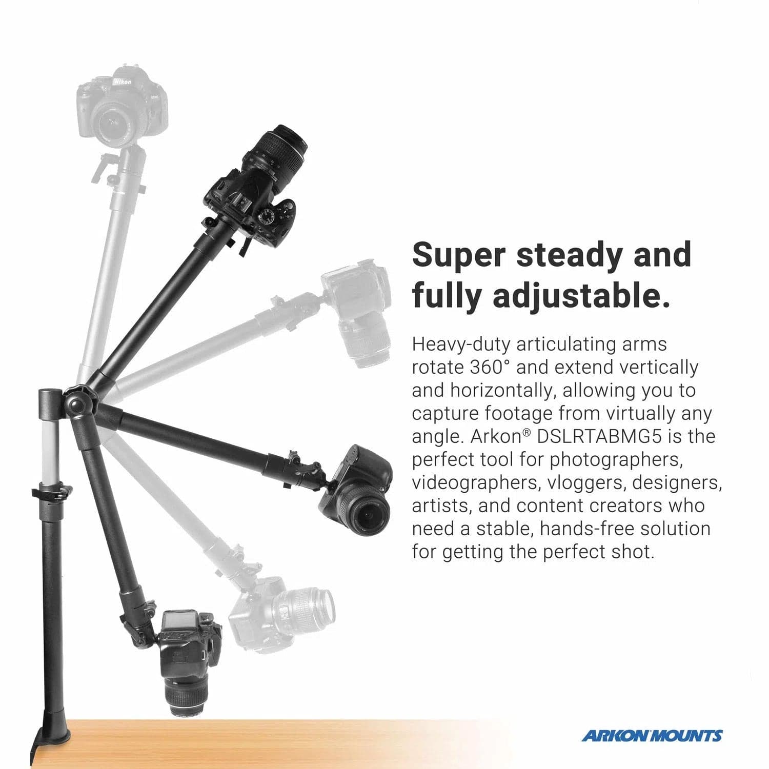 Arkon Clamp Stand for DSLR Camera, Tablet, or Phone