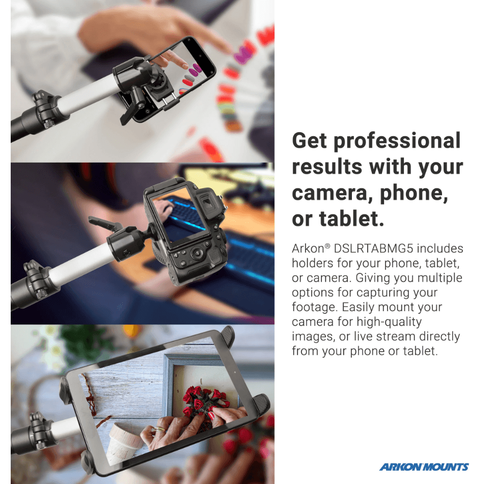 Arkon Clamp Stand for DSLR Camera, Tablet, or Phone
