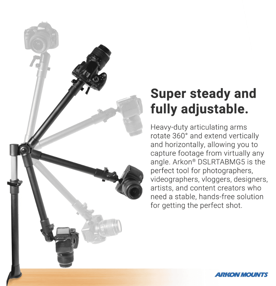 Arkon Clamp Stand for DSLR Camera, Tablet, or Phone
