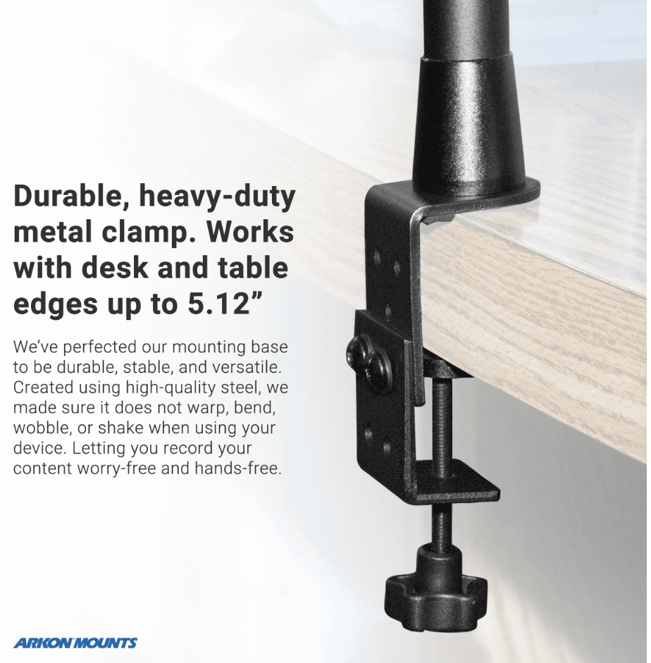 Arkon Clamp Stand for DSLR Camera, Tablet, or Phone